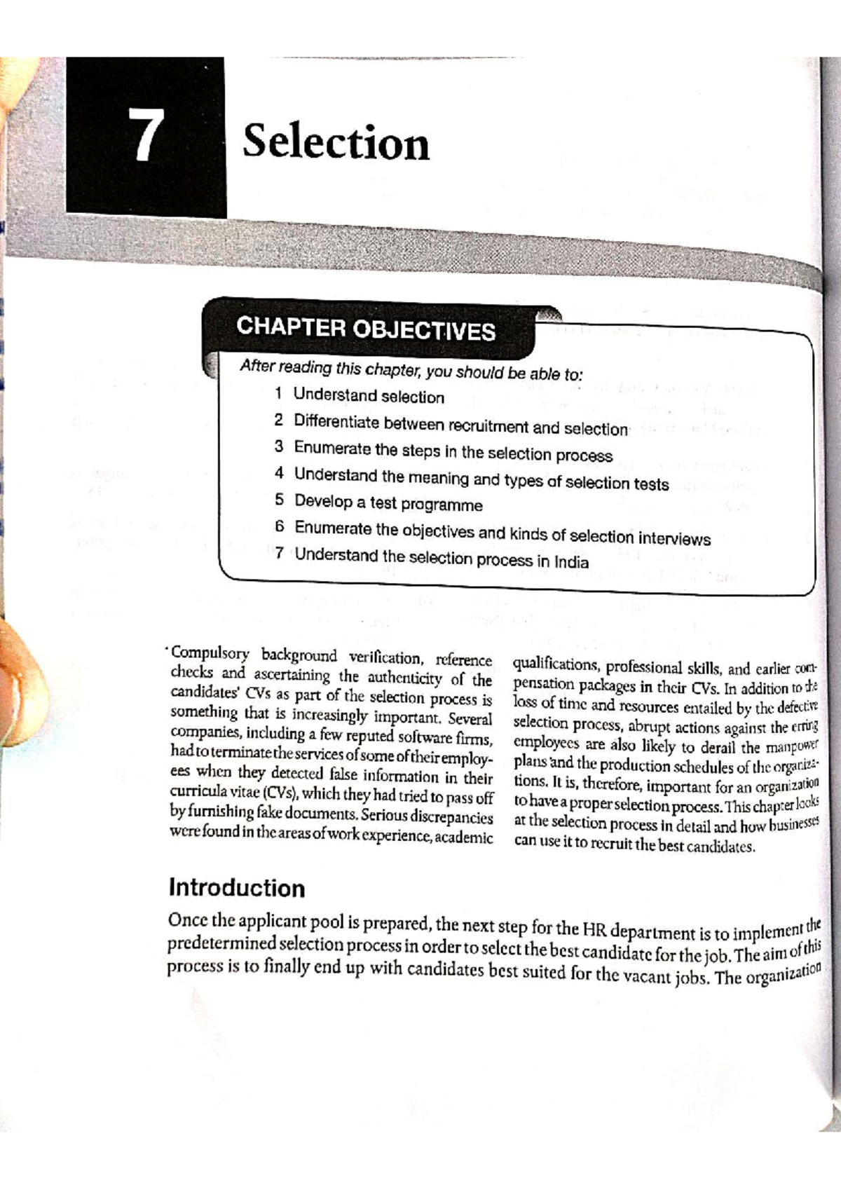 Selection Process Overview: Chapter 7 Objectives and Key Insights - Studocu