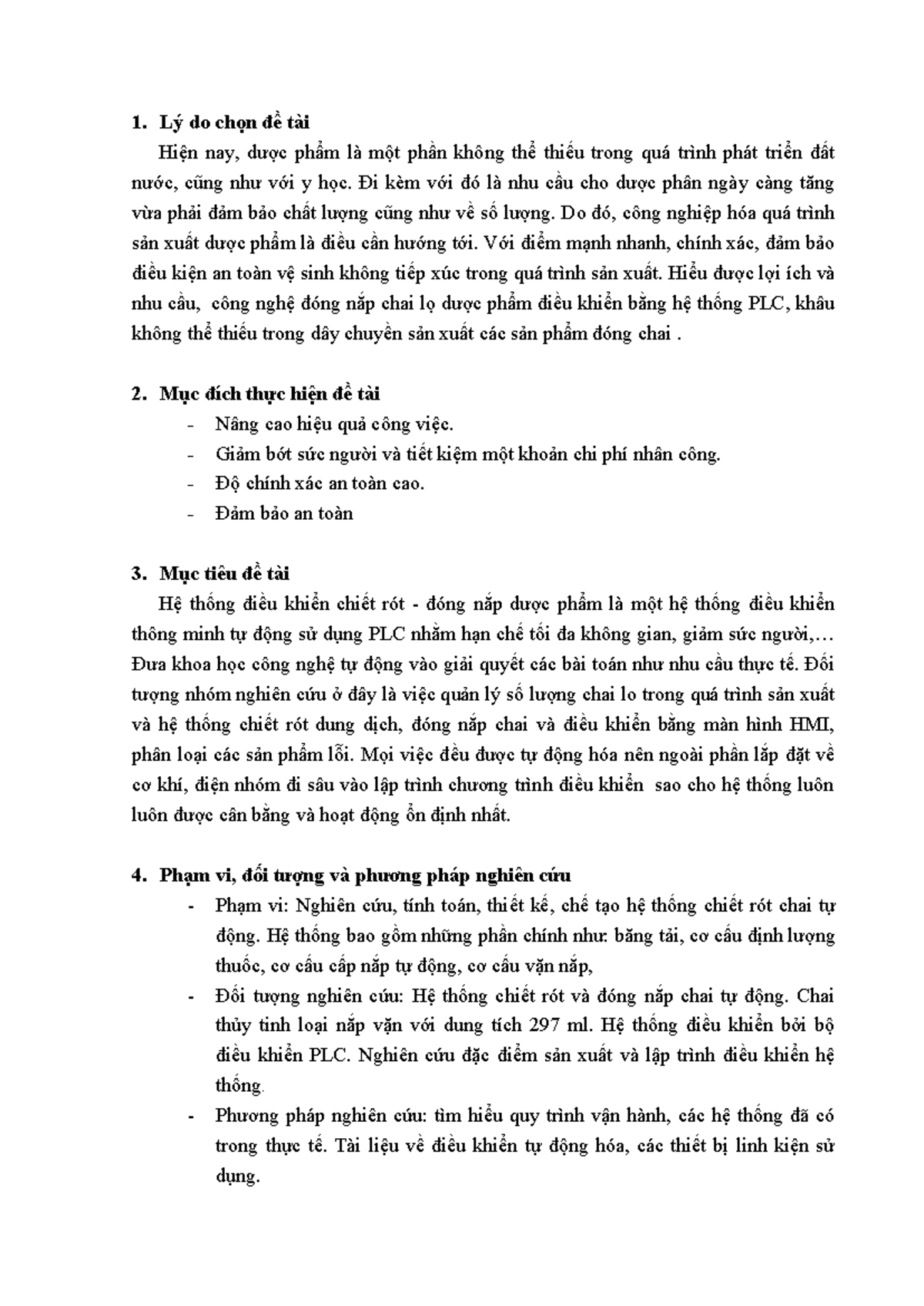 Thuyết Minh Đồ Án Tốt Nghiệp: Mô Hình Chiết Rót Đóng Nắp Tự Động (PLC ...