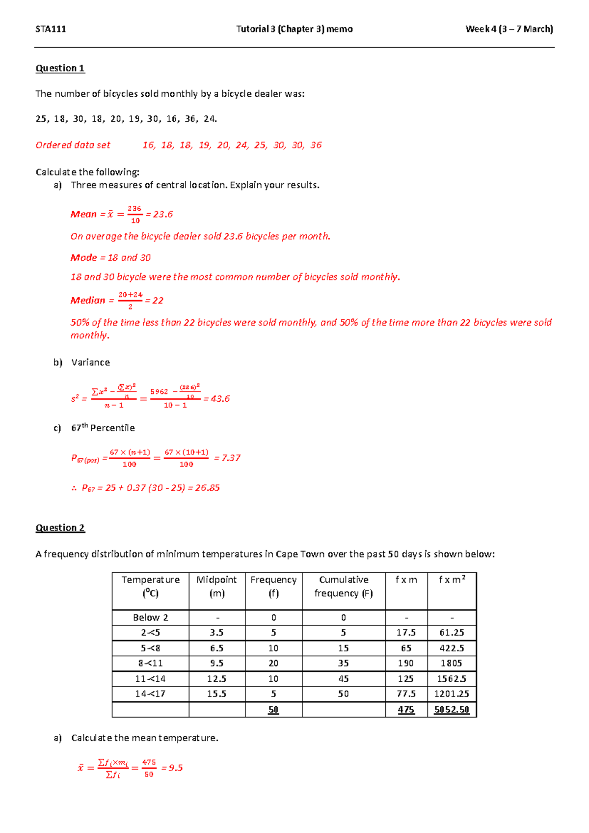 Tutorial 3 (Chapter 3) Memo Week 4 (3-7 March 2025) Analysis - Studocu