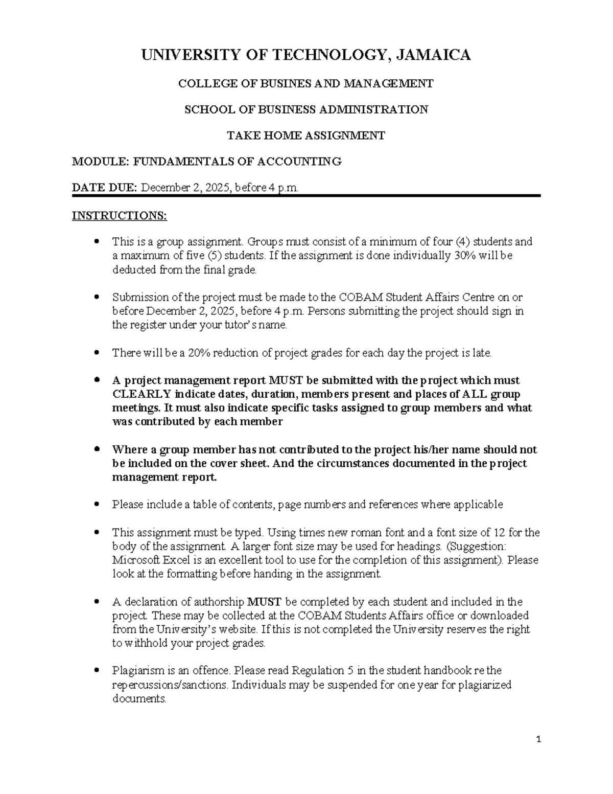 FOA Assignment 2025-26: Group Project Guidelines and Transactions - Studocu
