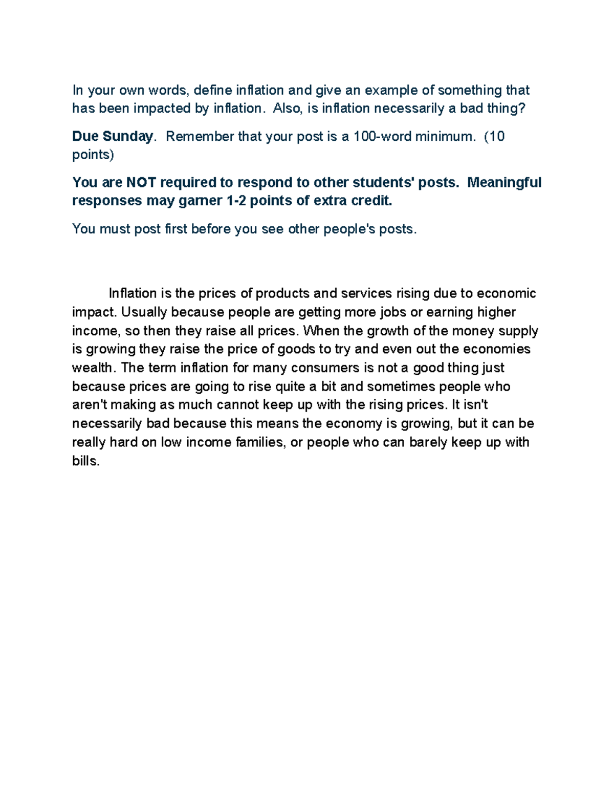 Ch.21 macroecon - In your own words, define inflation and give an ...
