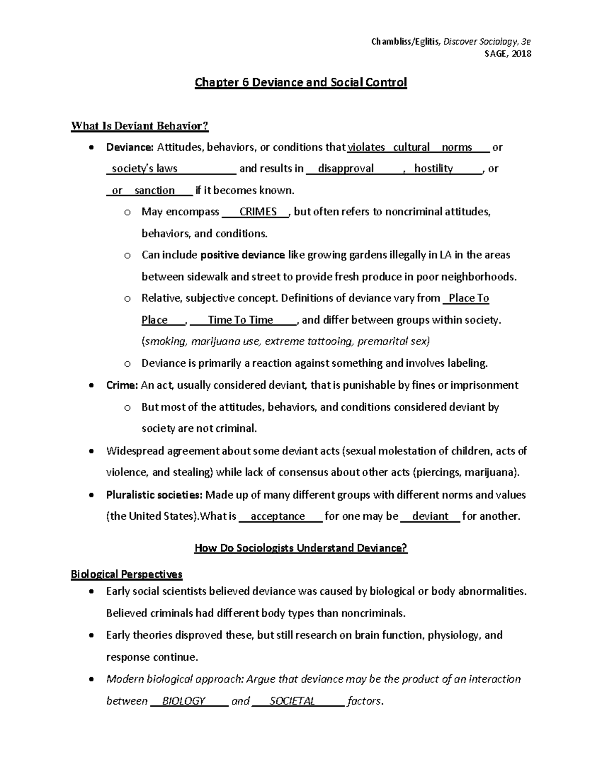 Ch 6 Deviance and Social Control Study Notes - Studocu