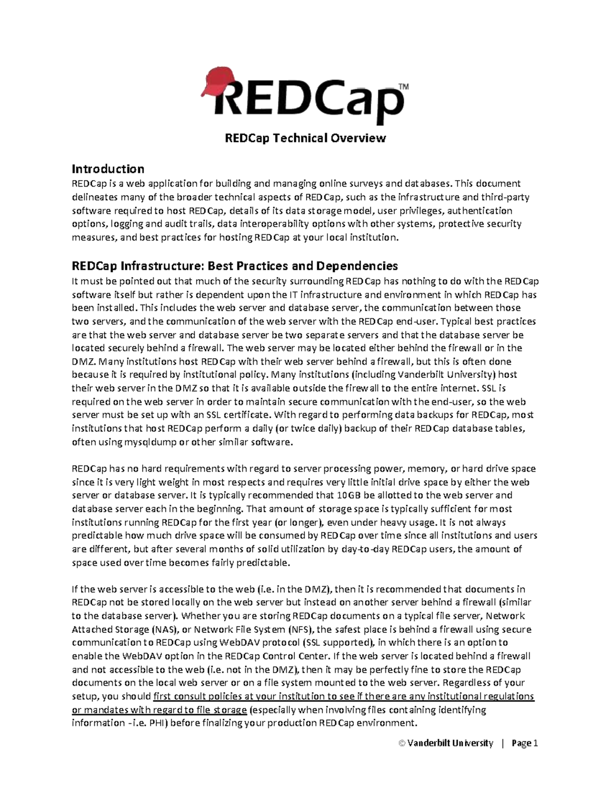 REDCap Technical Overview: Infrastructure, Security, and Best Practices ...