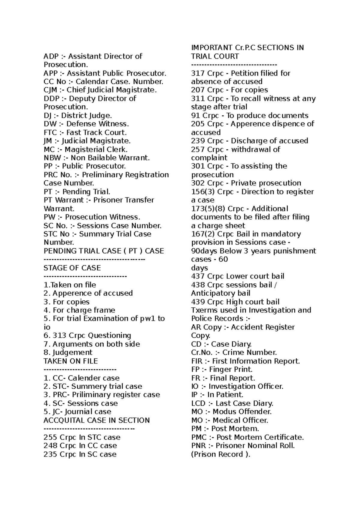 Legal Codes - ADP :- Assistant Director of Prosecution. APP ...