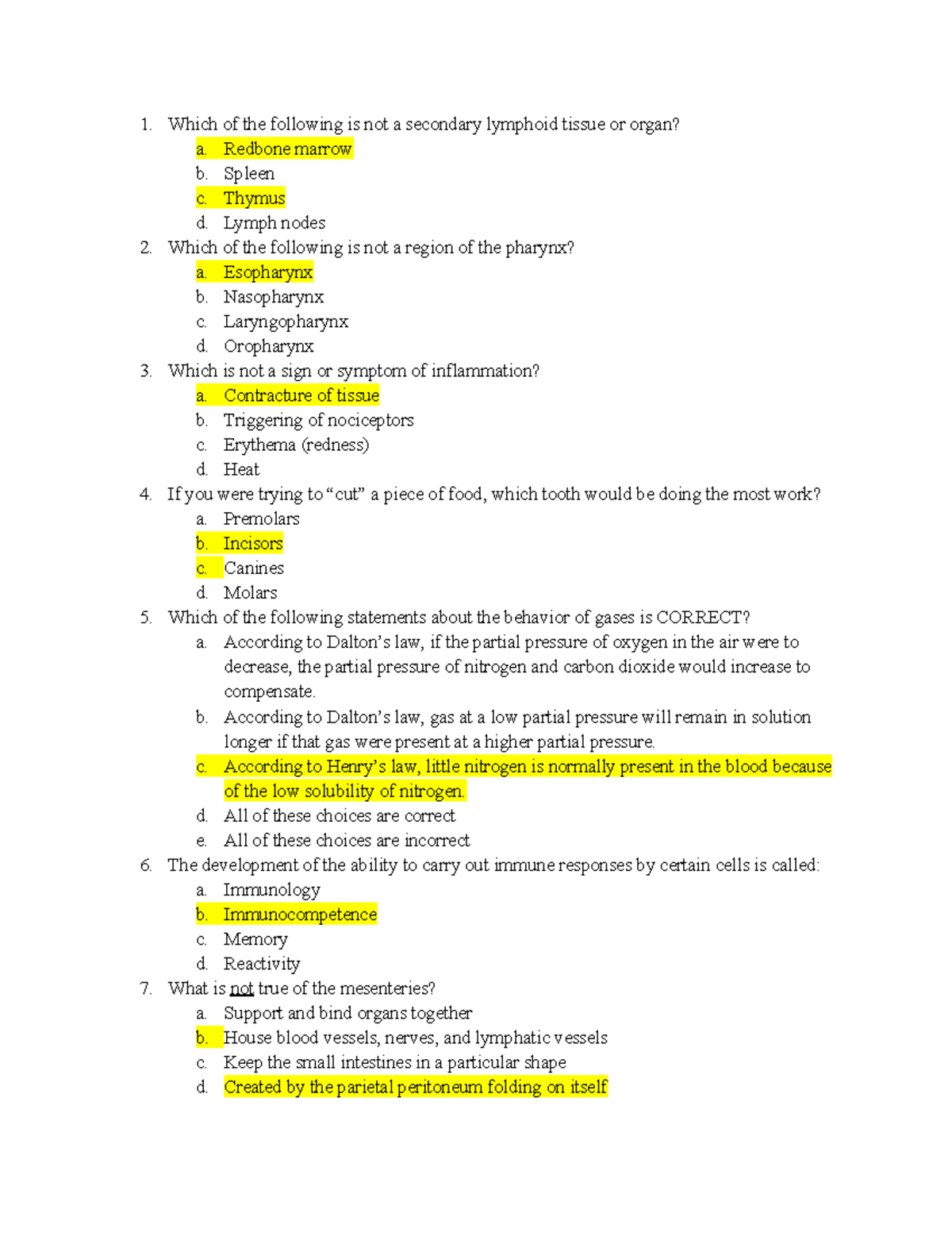 BISC 207 Test 3 SI Review - Practice Exam #3 Guide at Ole Miss - Studocu