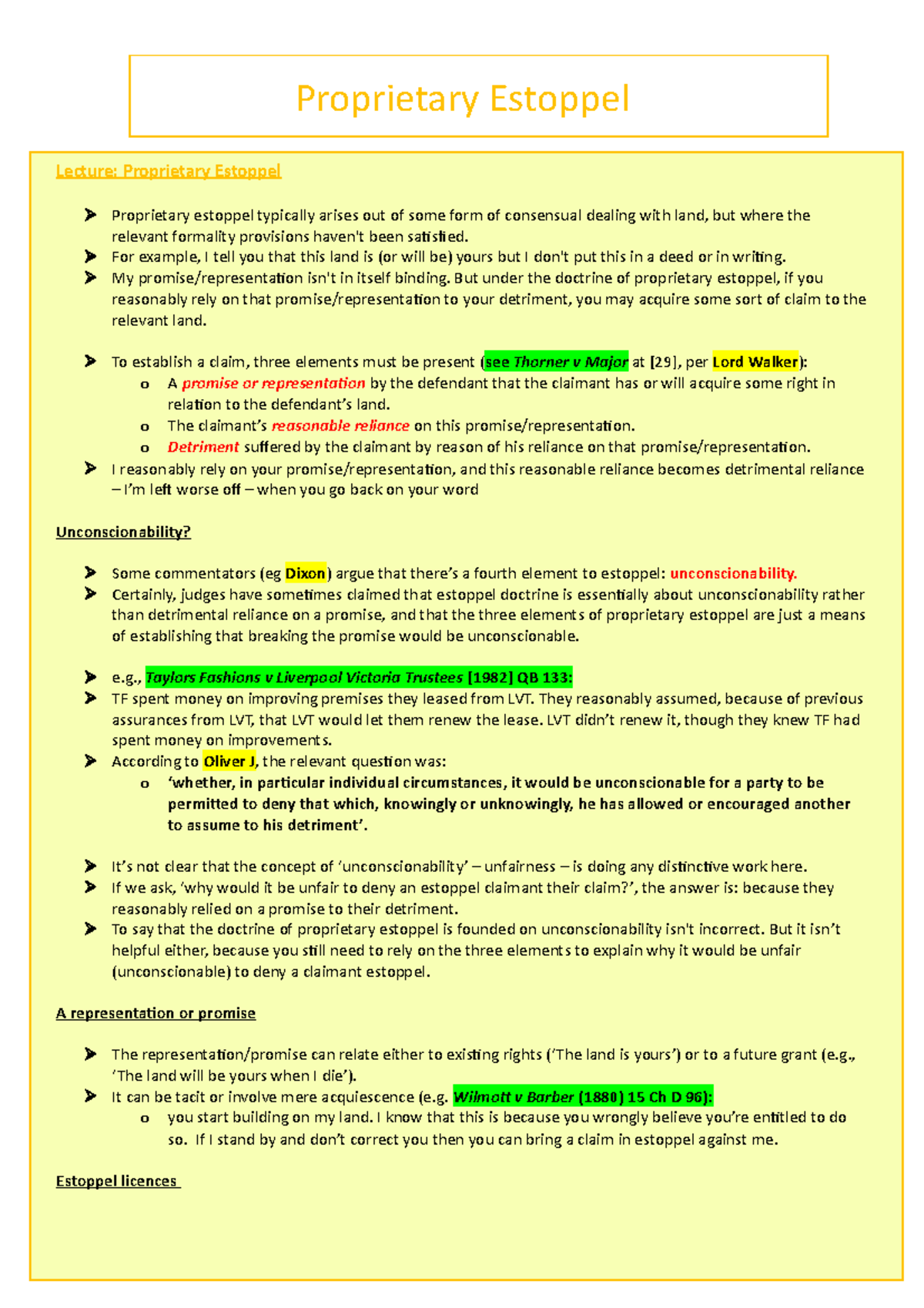 Proprietary Estoppel