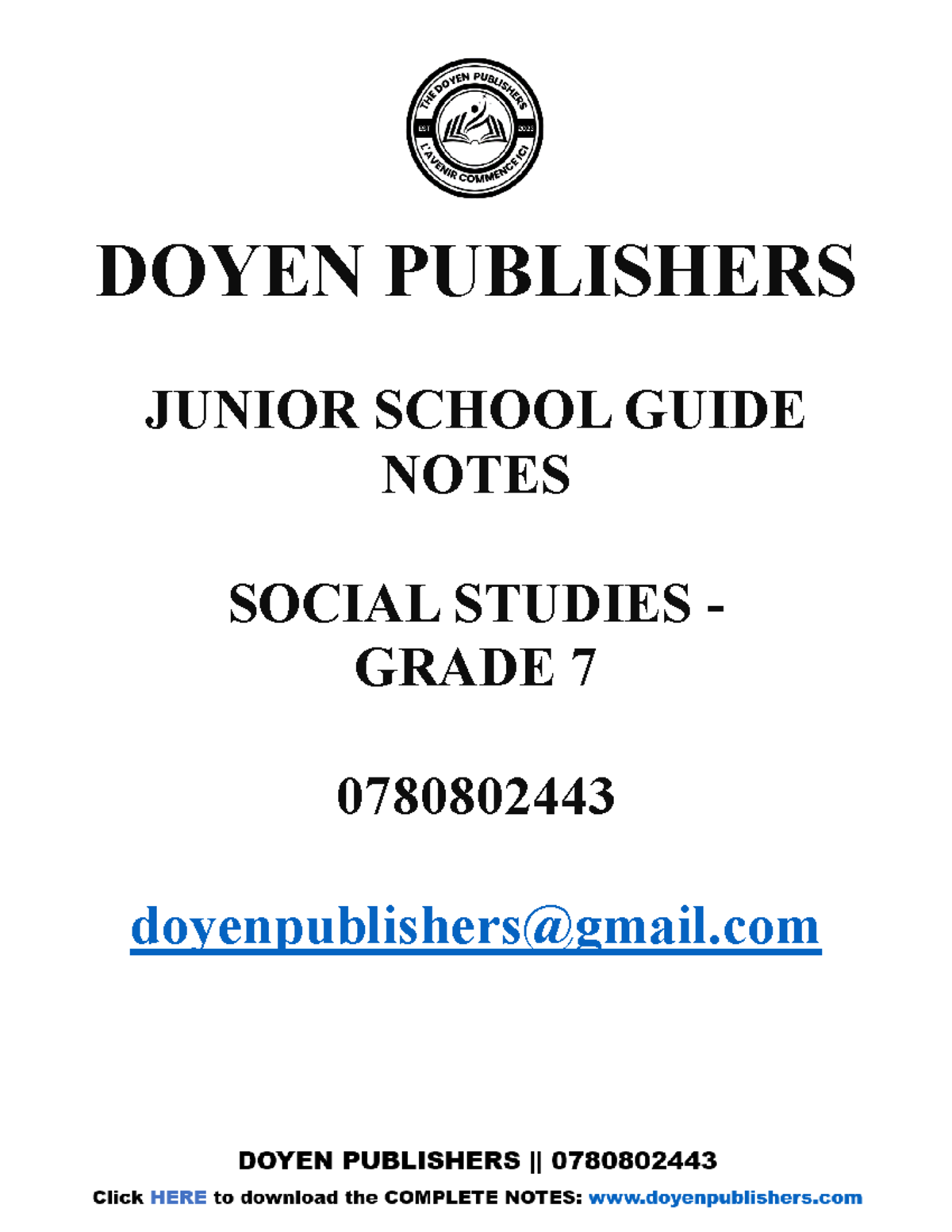 Grade 7 Social Studies Teaching & Guide Notes (0780802443) - Studocu