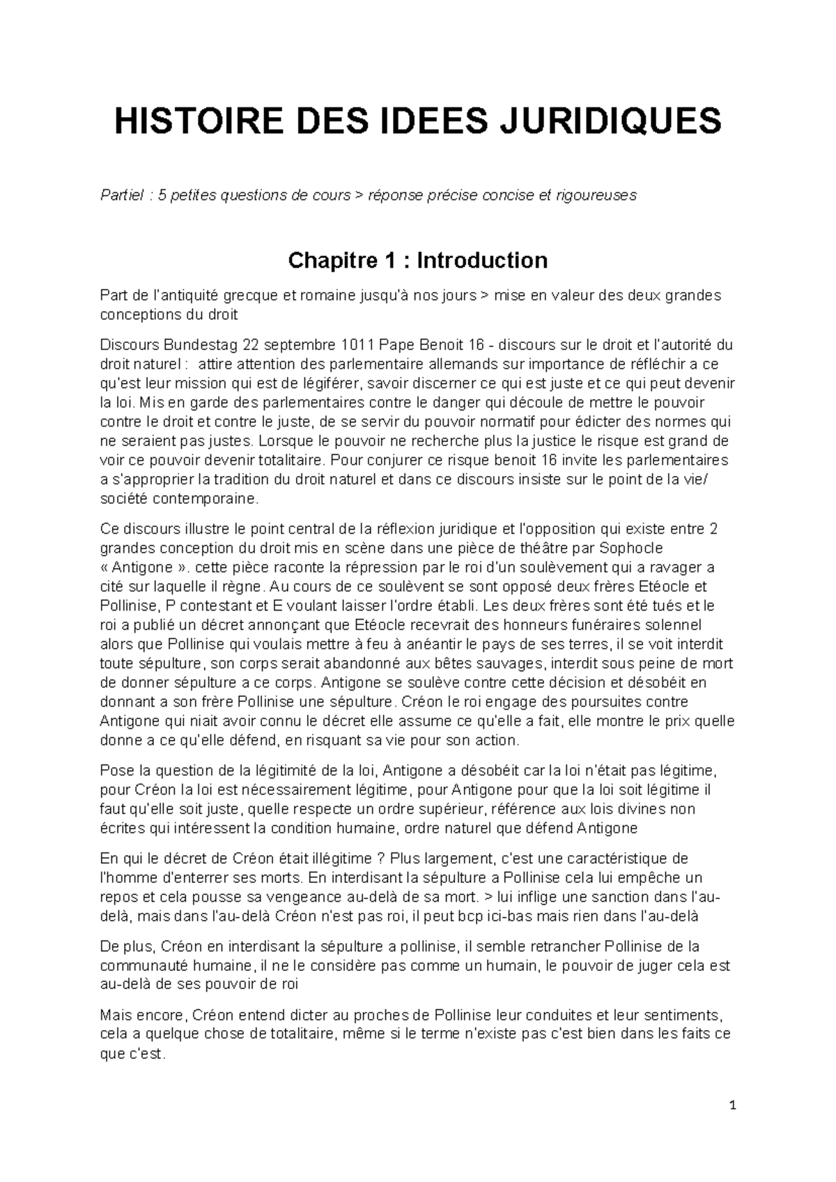 Histoire des idées juridiques - HISTOIRE DES IDEES JURIDIQUES Partiel ...
