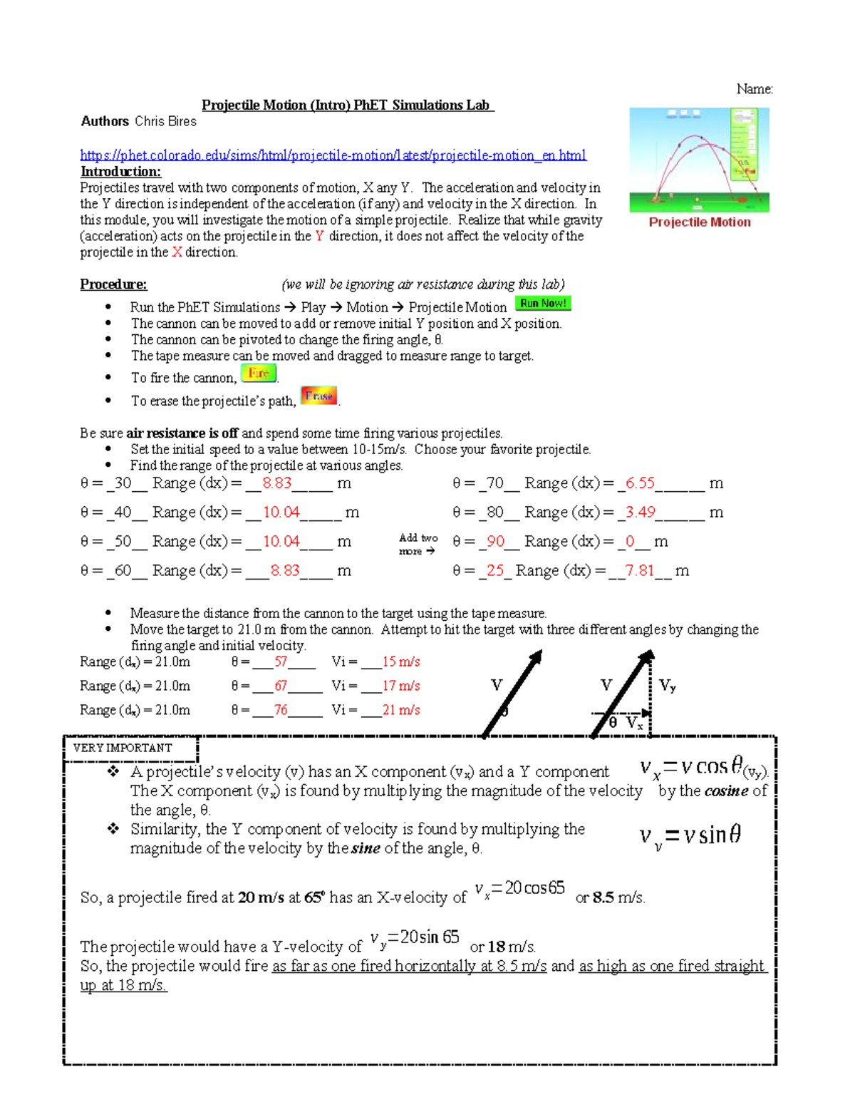 1728070513-Projectile Motion Lab Report and Analysis - Studocu