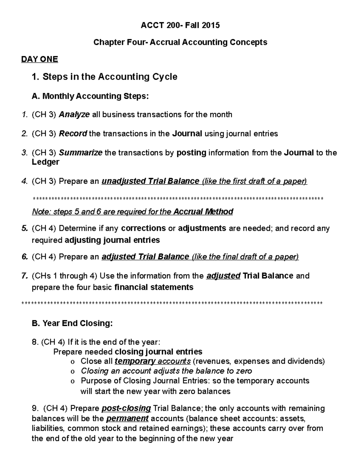 ACCT 200 CH 4 Final Exam Lecture Notes: Accrual Accounting - Studocu