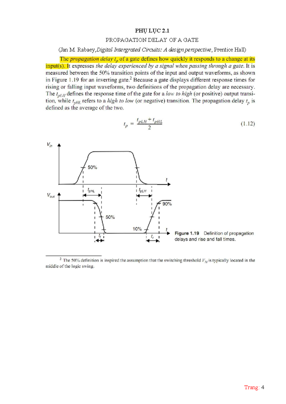 PHỤ LỤC 2: PROPAGATION DELAY & FULL ADDER DESIGN NOTES - Studocu