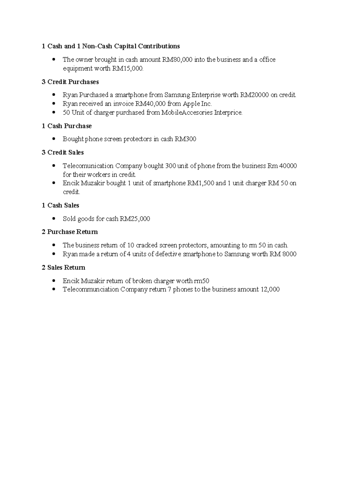 ACC Assignment: Cash and Capital Contributions Transactions - Studocu