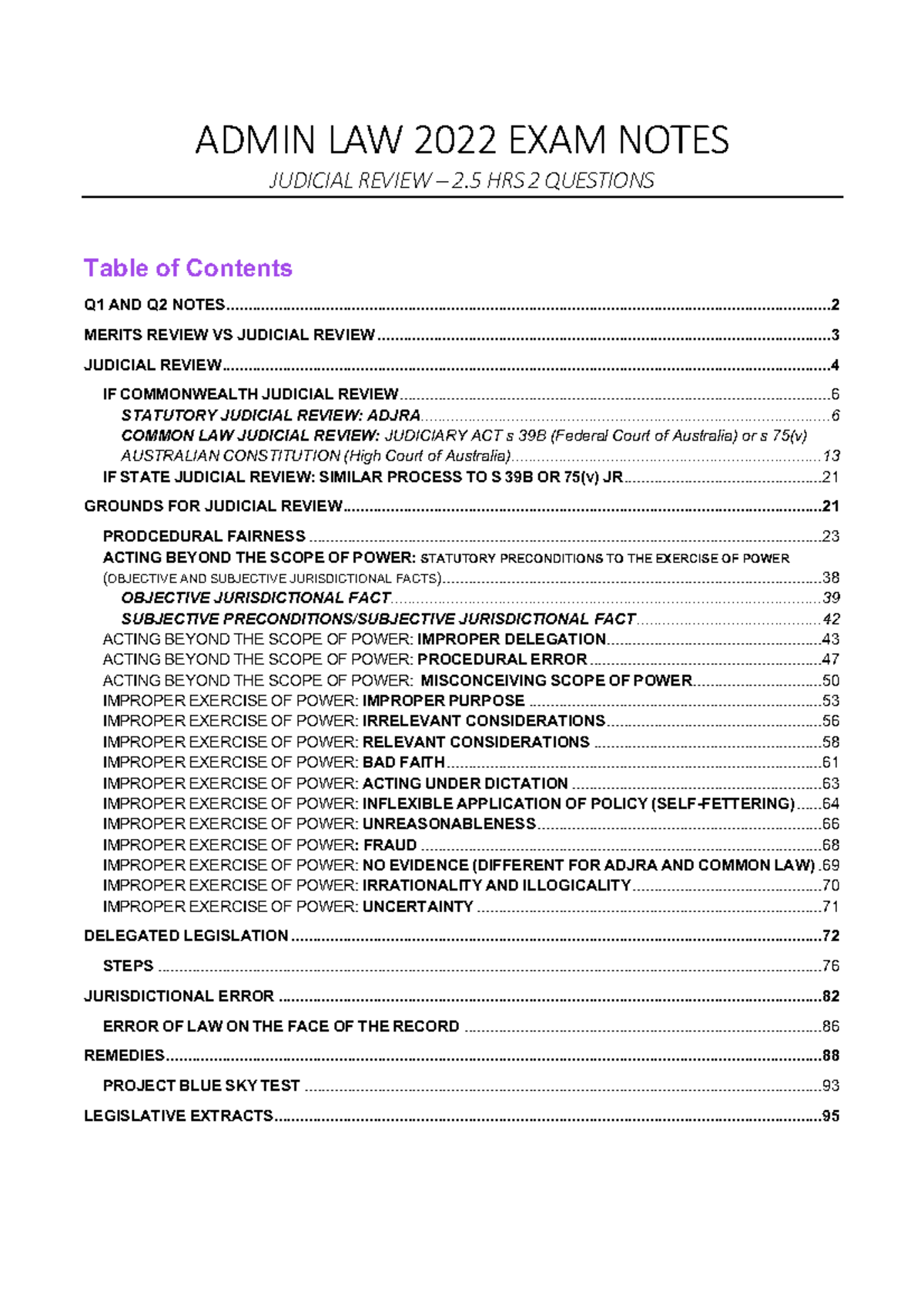 ADMIN LAW 2022 FINAL EXAM NOTES ON JUDICIAL REVIEW (2.5 HRS) - Studocu