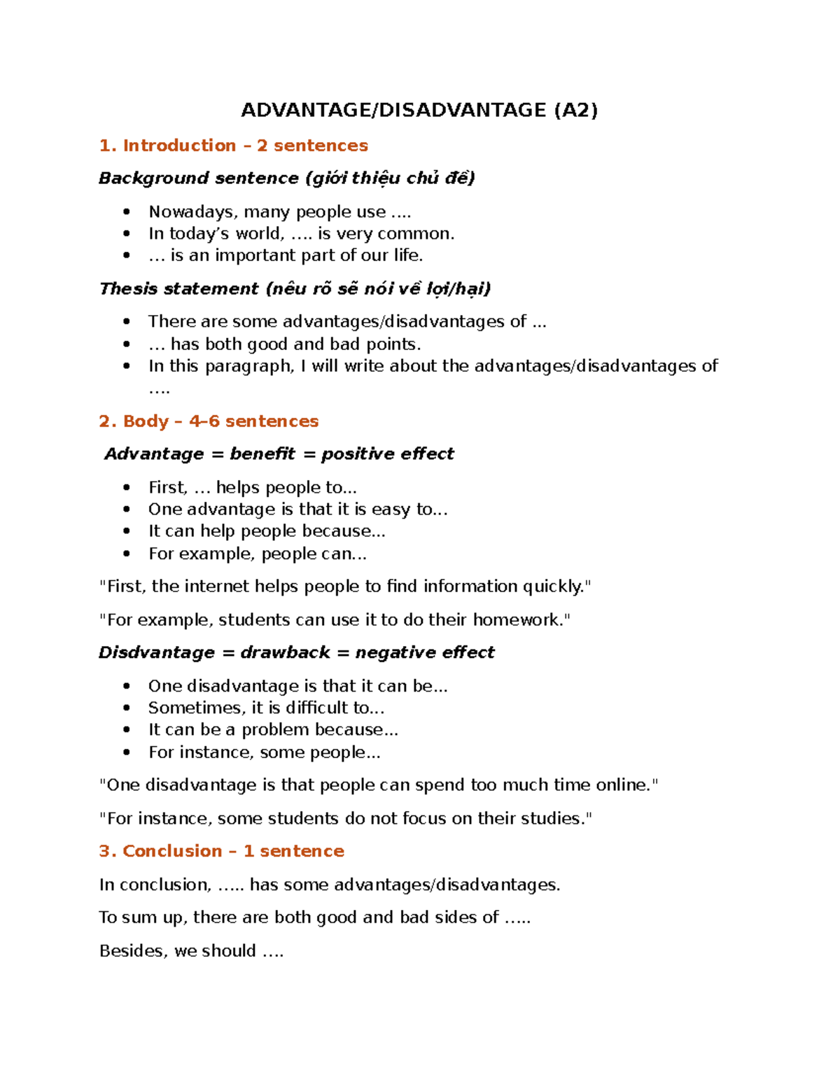 (A2) Advantage and Disadvantage Paragraph Analysis - Studocu