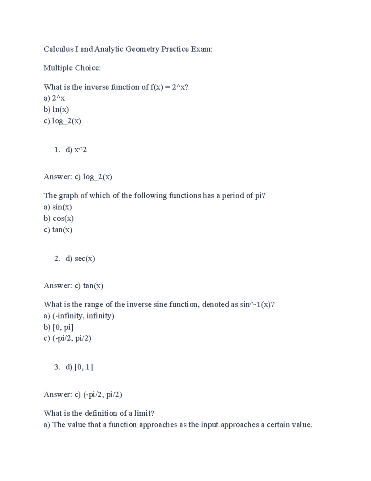 MA 161 Calculus I Final Exam Practice Questions and Answers - Studocu