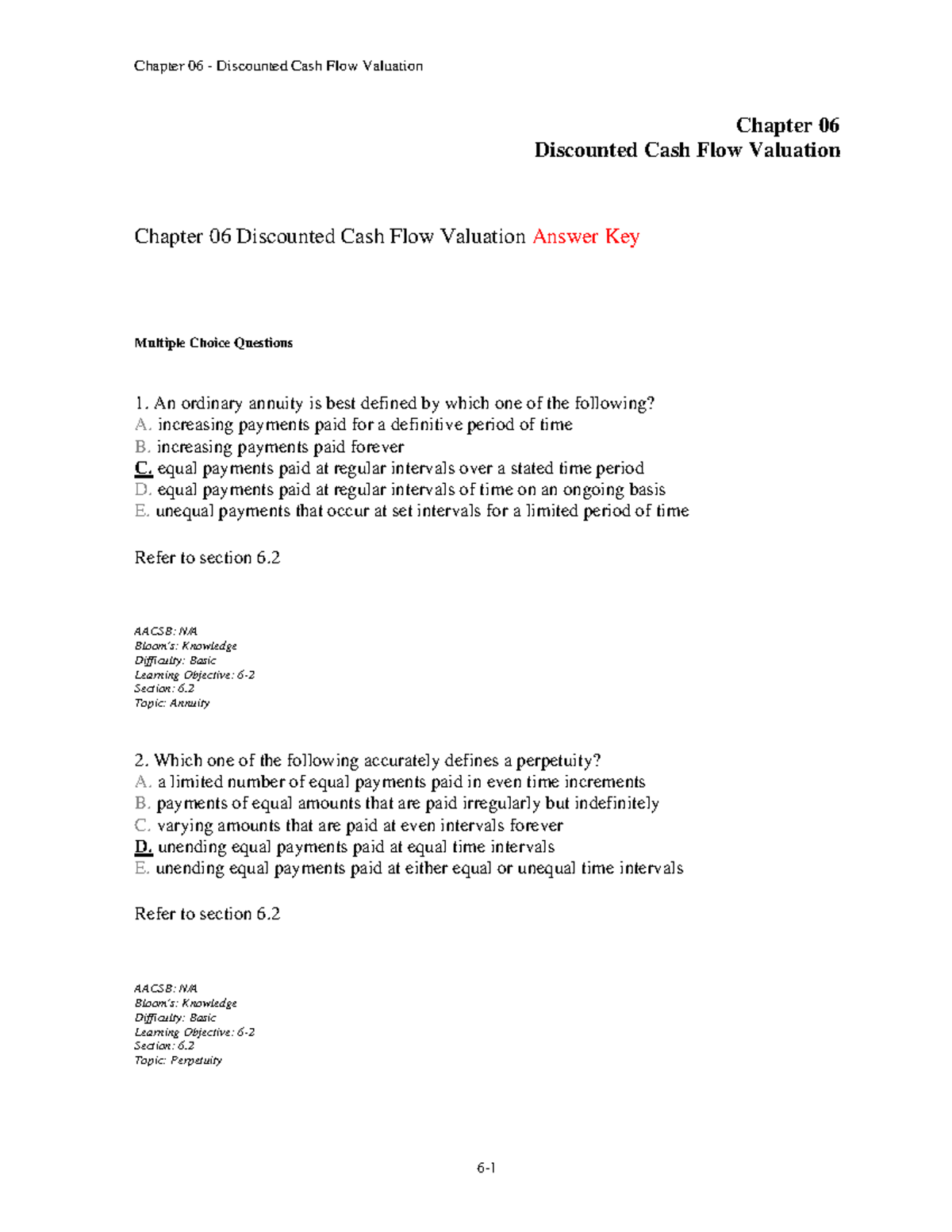 Chapter 06 - Test Bank for Discounted Cash Flow Valuation Concepts ...