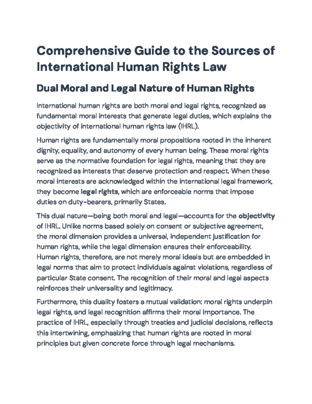 Comprehensive Guide to Sources of International Human Rights Law - Studocu
