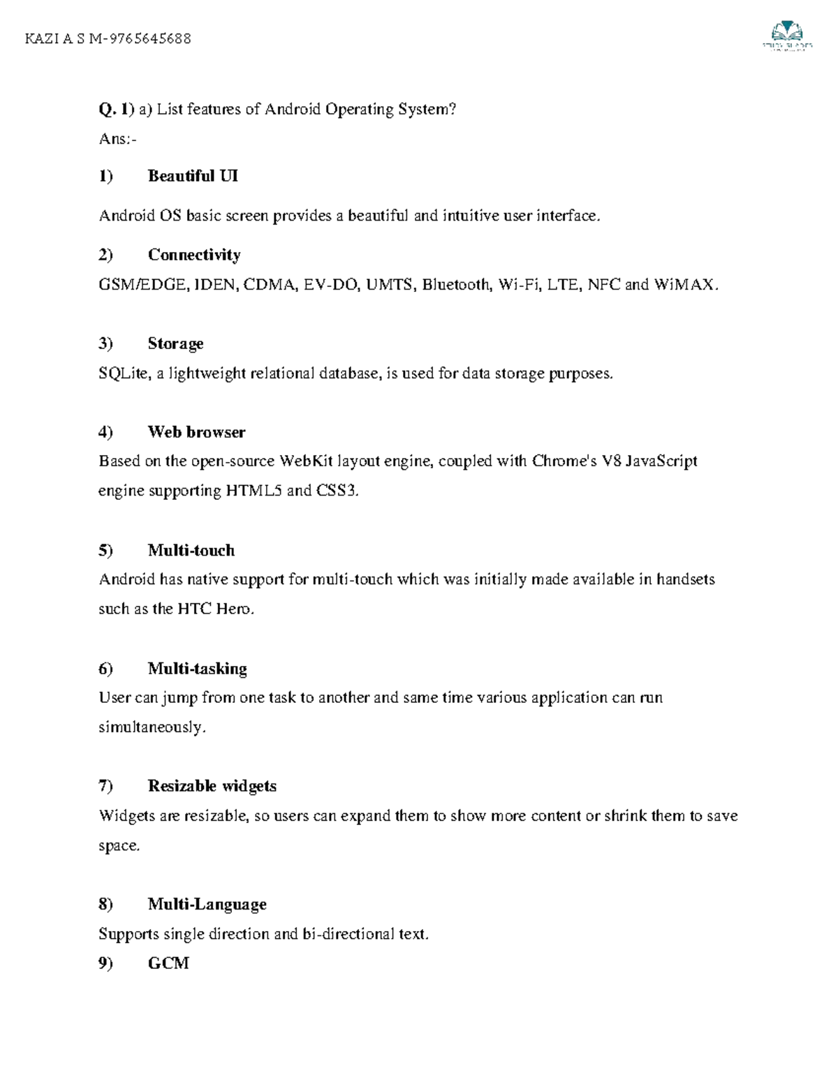 MAD 101: Android Operating System Features and AVD Overview - Studocu