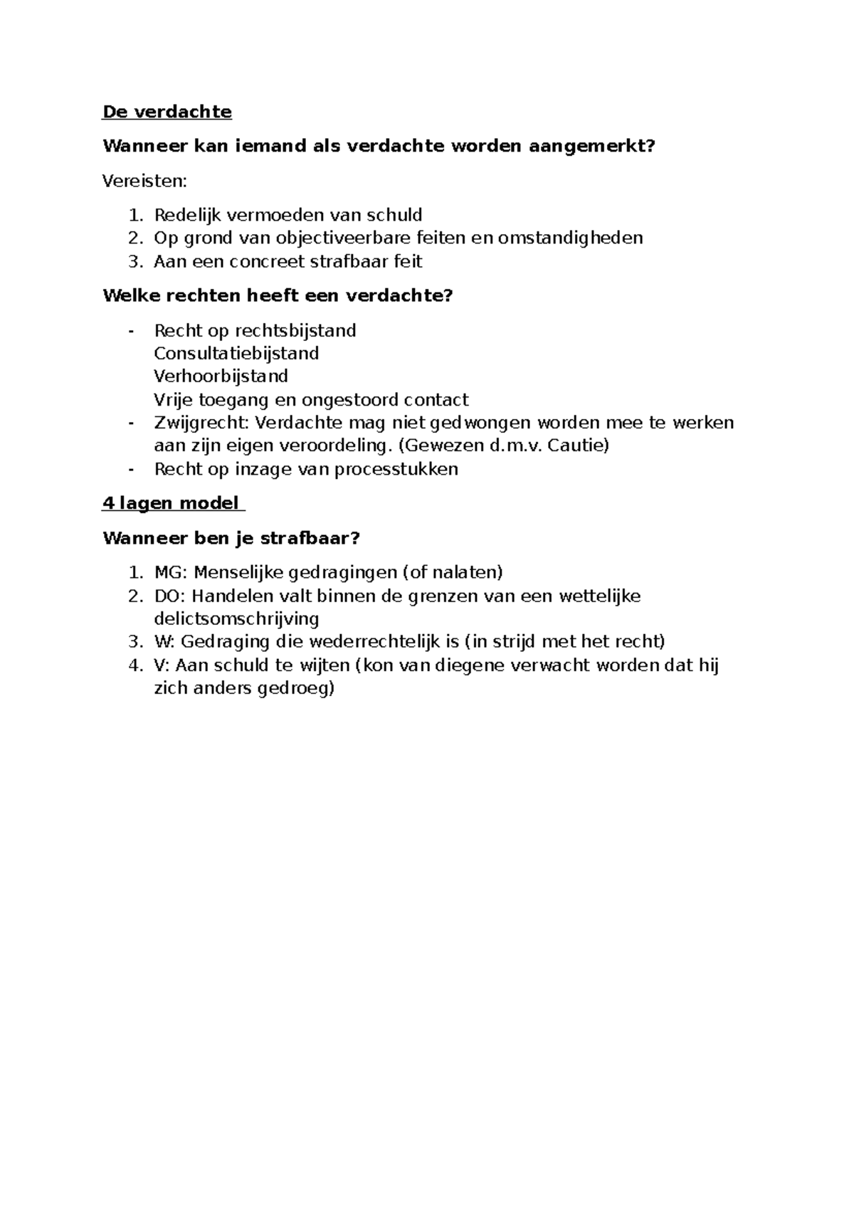 WC Strafrecht 1 - Aantekeningen over Verdachte en Strafbaarheid ...