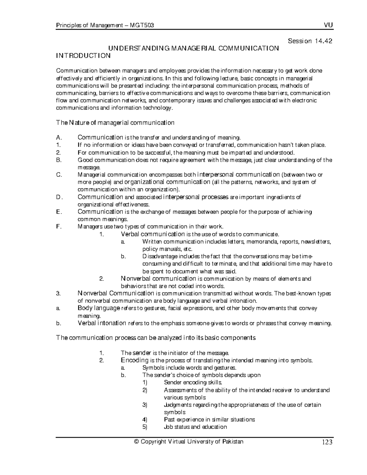 Handout 42 - Principles of Management – MGT503 VU © Copyright Virtual ...