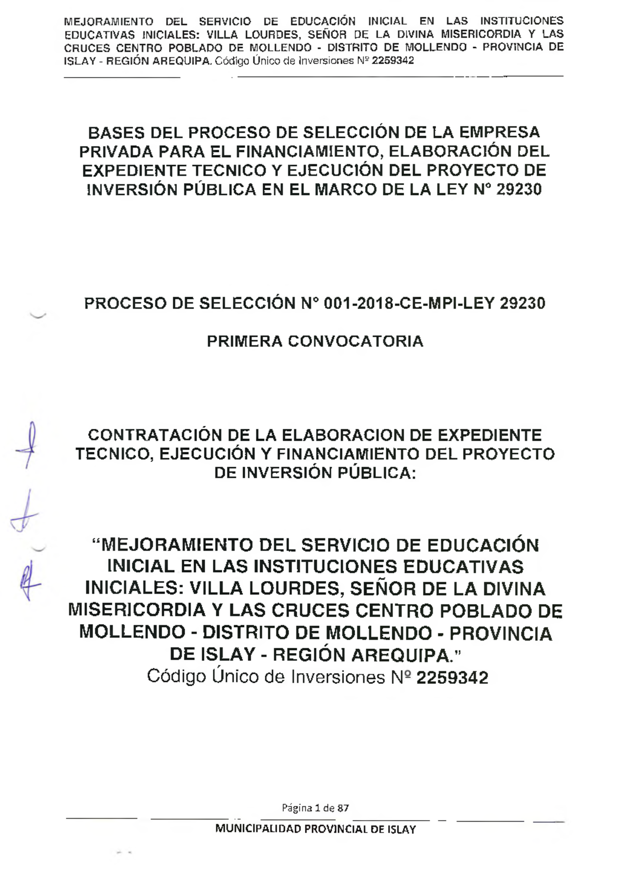 Bases del Proceso de Selección para el Proyecto de Educación Inicial en ...