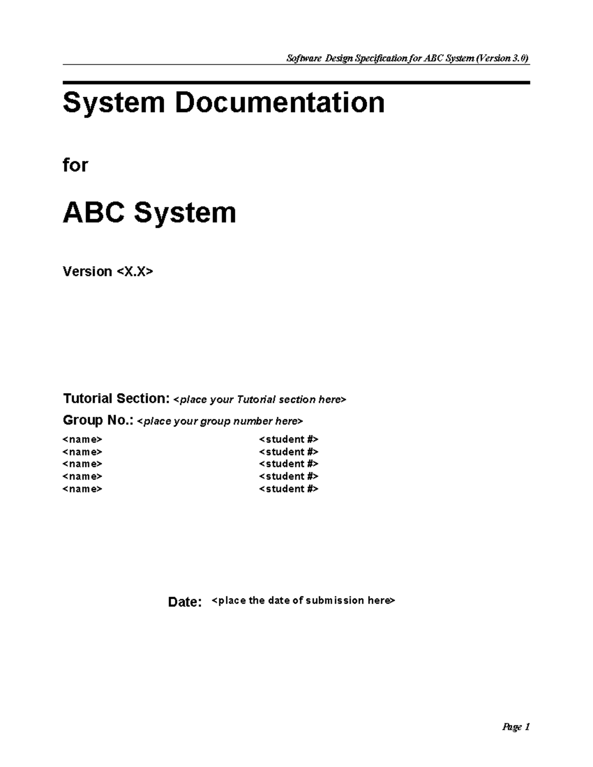 Software Design Specification for ABC System (SDS Ver 3.0) - Studocu