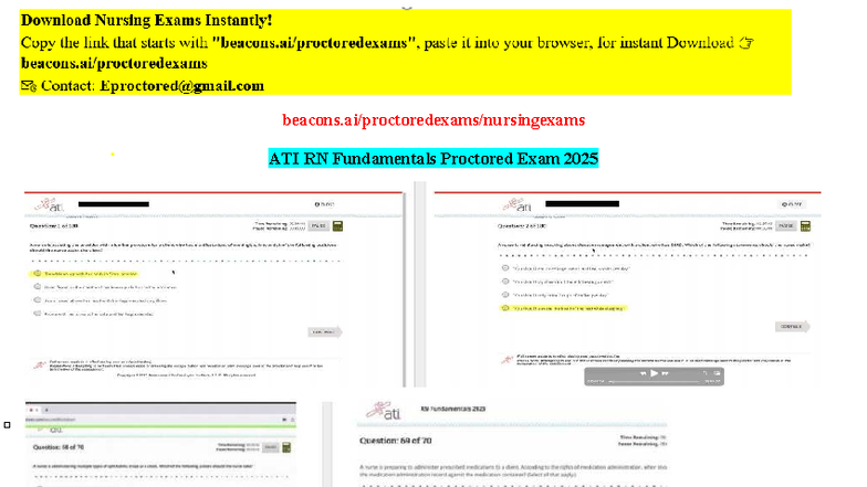 New Actual ATI RN Fundamentals Proctored Exam Retake 2023-2025 with NGN ...