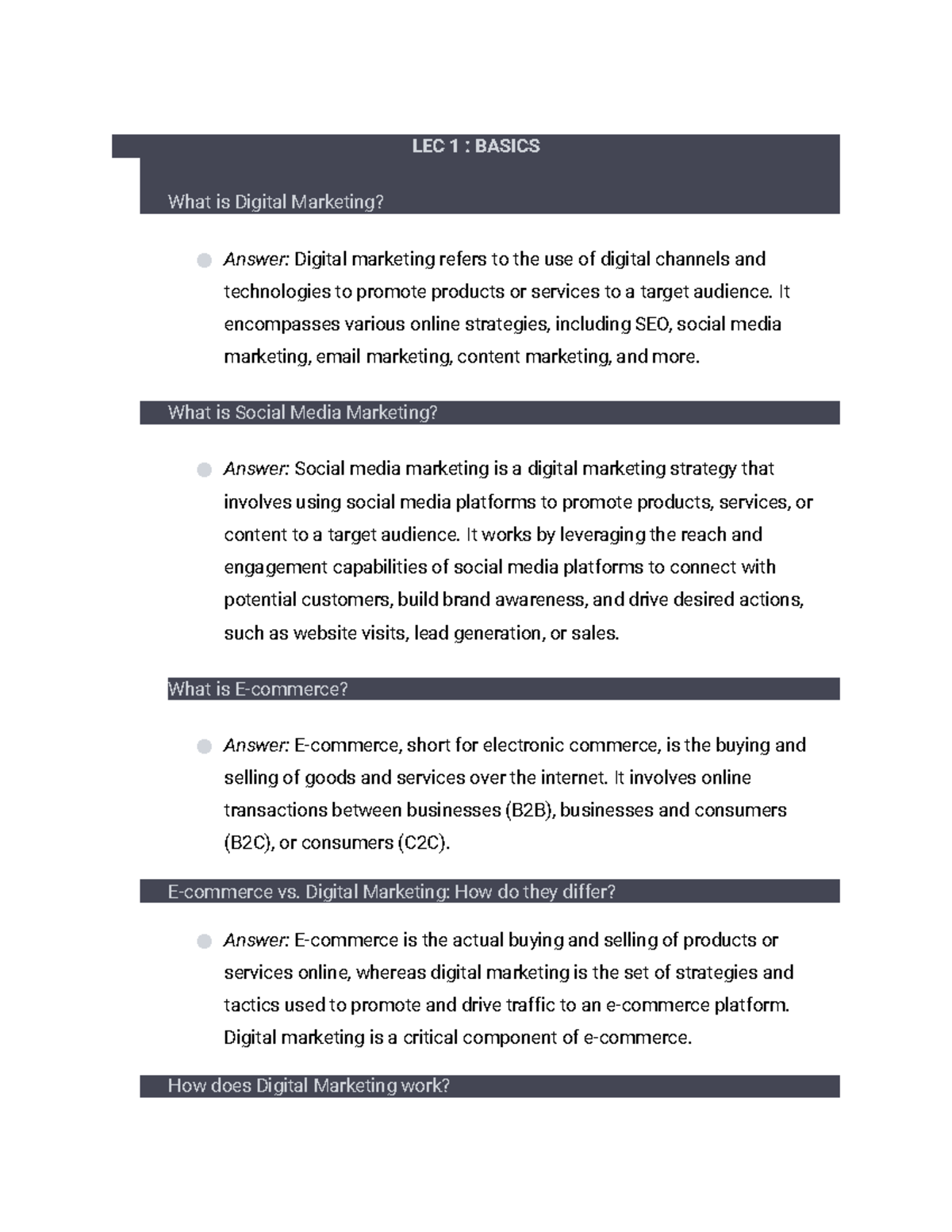 Ecommerce platform - LEC 1 : BASICS What is Digital Marketing? Answer ...
