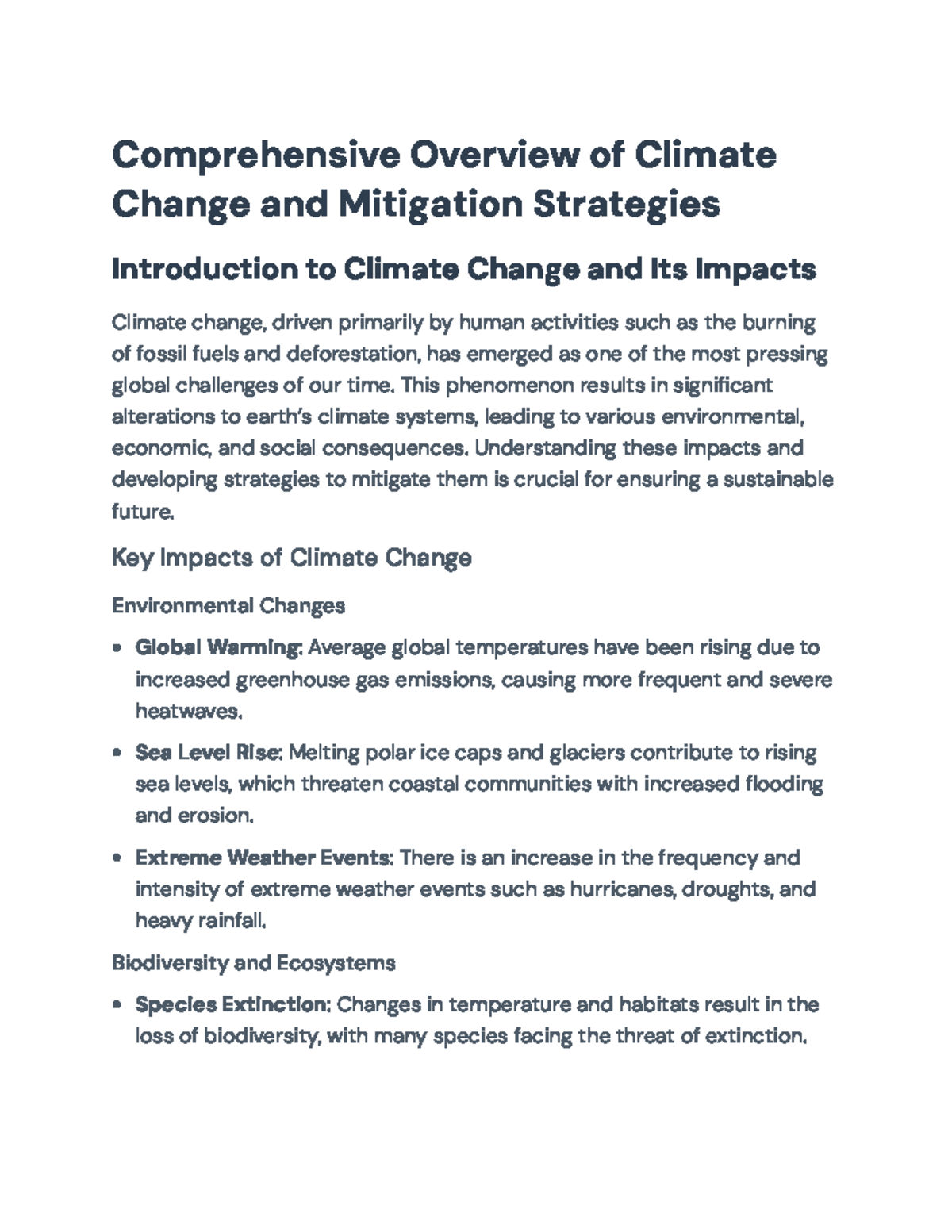 Comprehensive Overview of Climate Change & Mitigation Strategies (ENV ...