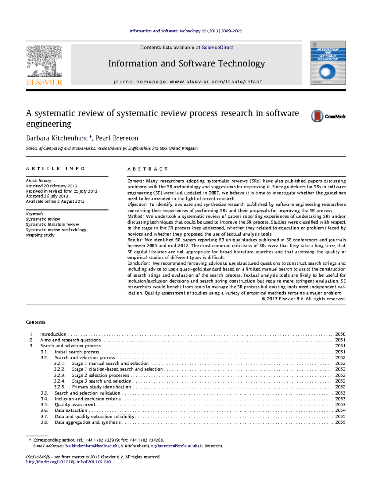 Kitchenham - Systematic Review Process Research - 2013 - A systematic ...