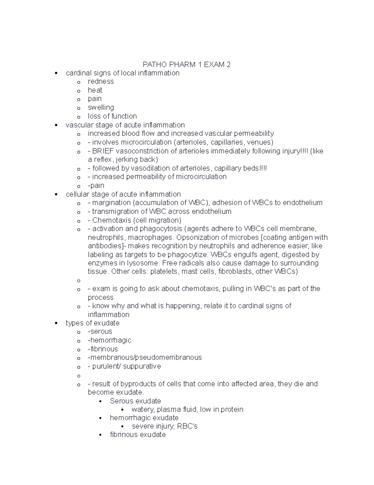 NUR 239 Exam 2 Study Guide: Pathophysiology of Inflammation and Healing ...