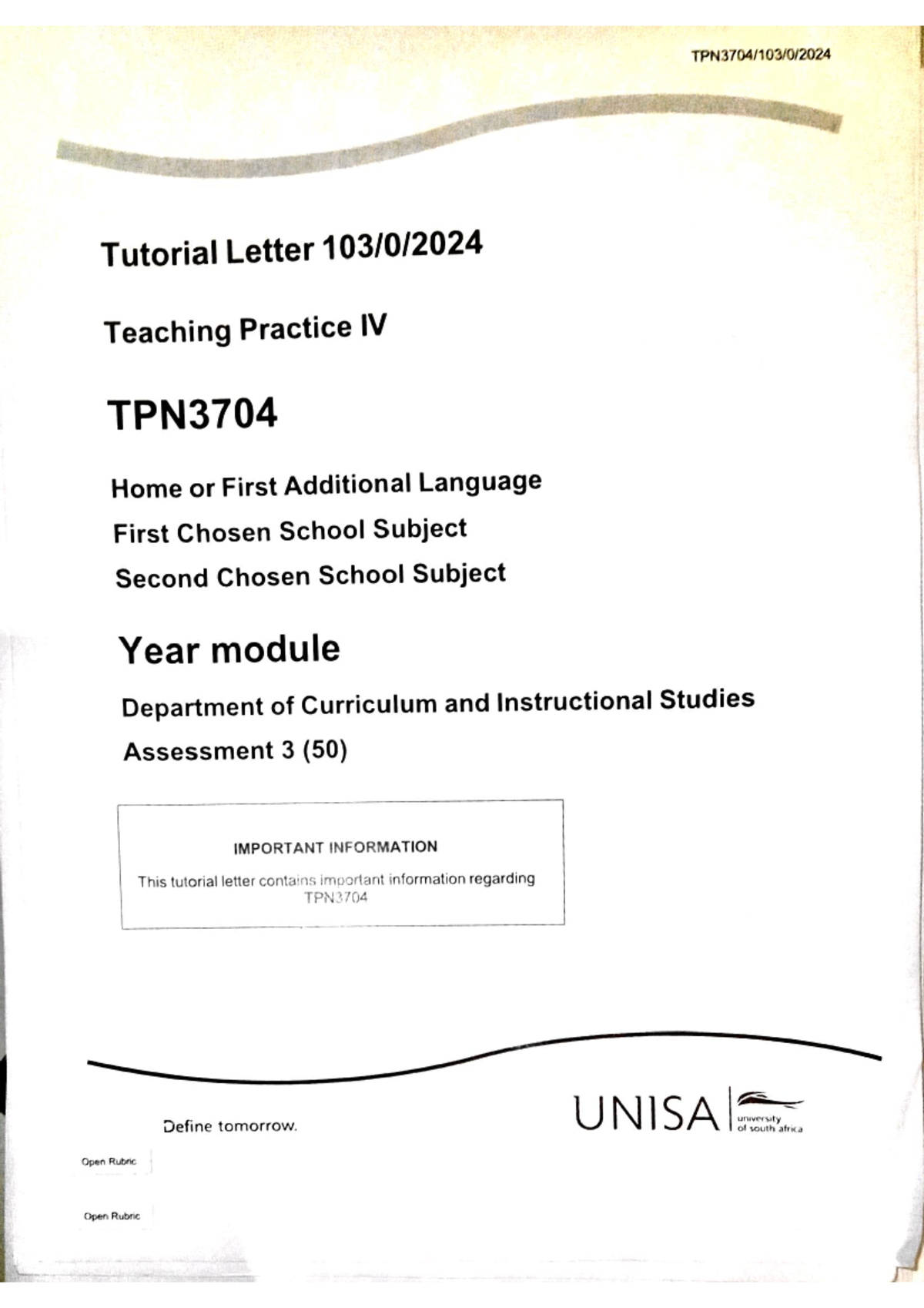TPN3704 - I'm here for working with others - Tutorial Letter Teaching ...