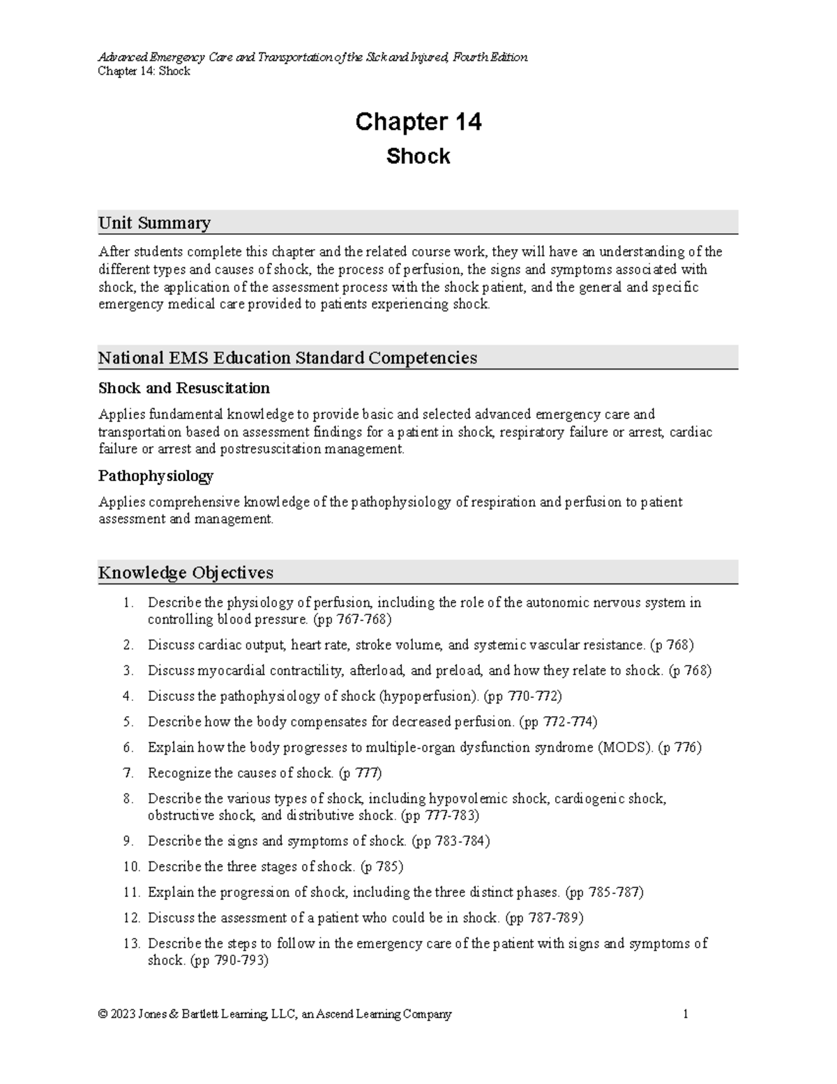 AEMT Chapter 14: Shock - Key Concepts & Management Strategies - Studocu
