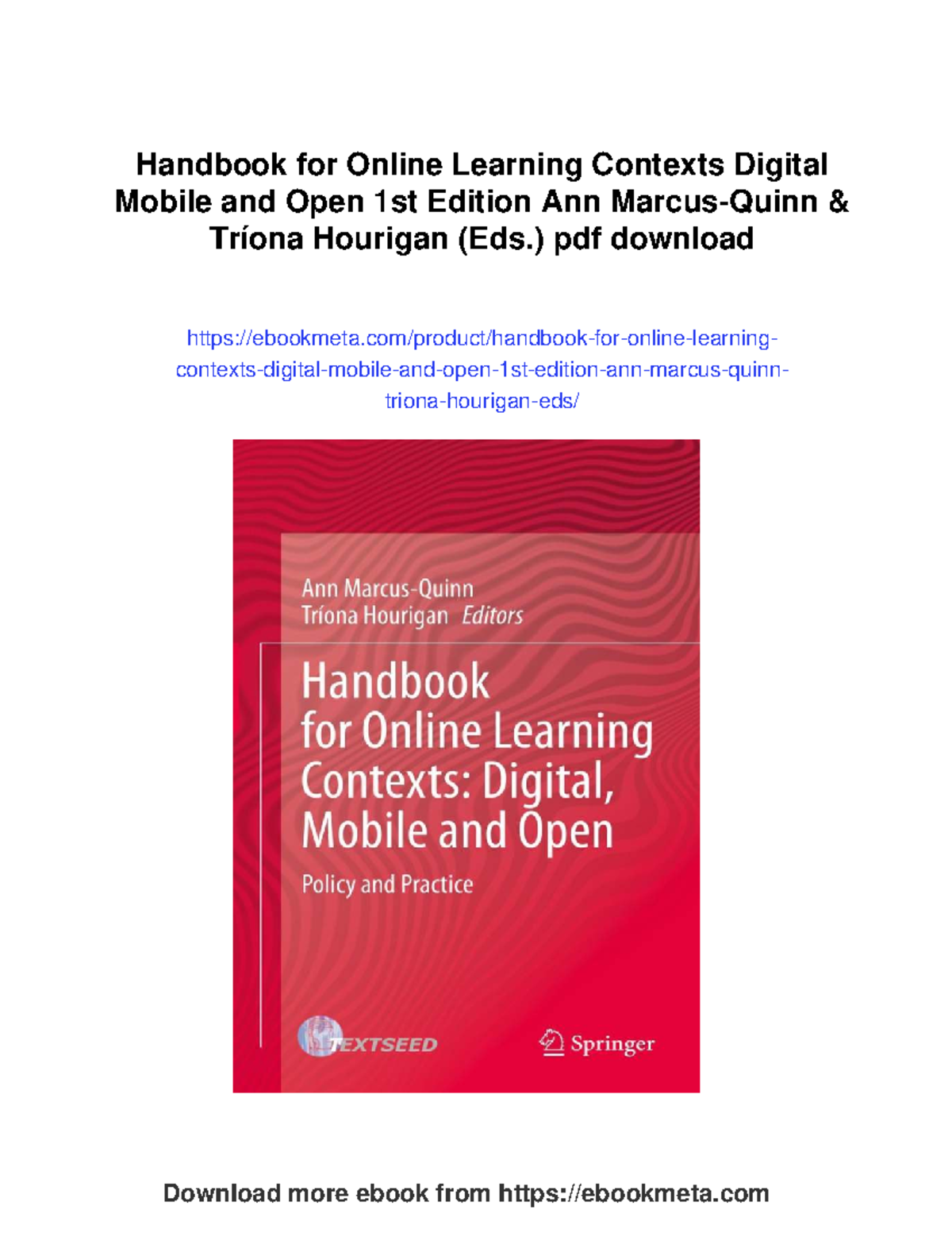 Handbook for Online Learning Contexts: Digital, Mobile & Open 1st Ed ...