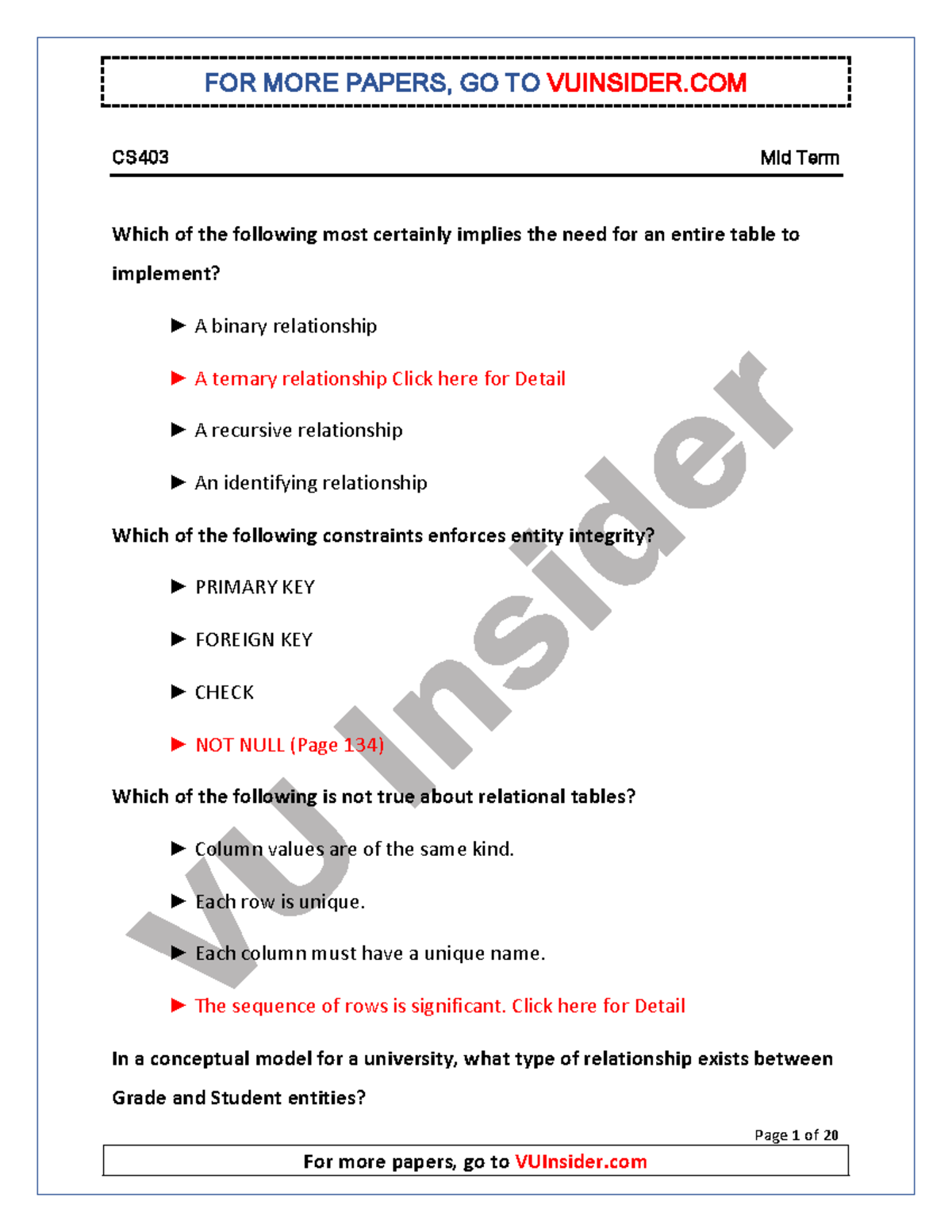 CS403 Midterm Exam Past Papers Compilation - Studocu