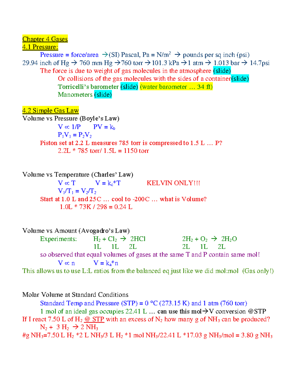 Ideal Gas Laws and Applications - CHM101 Study Guide - Studocu
