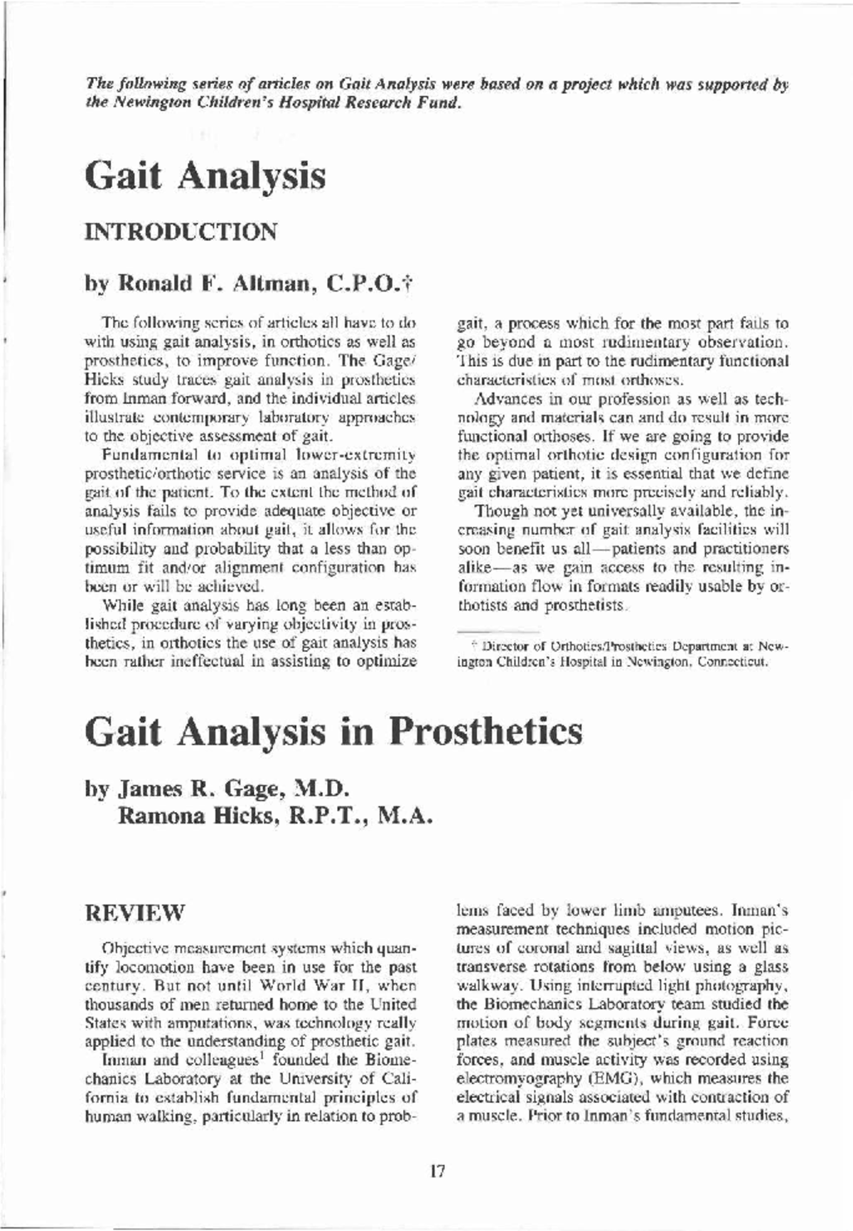 Gait Analysis in Lower Limb Prosthetics: A Comprehensive Review - Studocu
