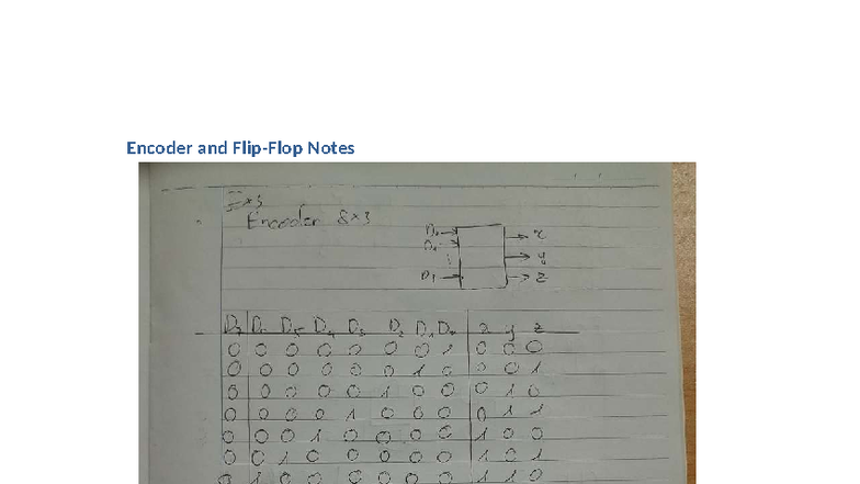 Encoder and Flip Flop Notes for Course EE 101 - Studocu