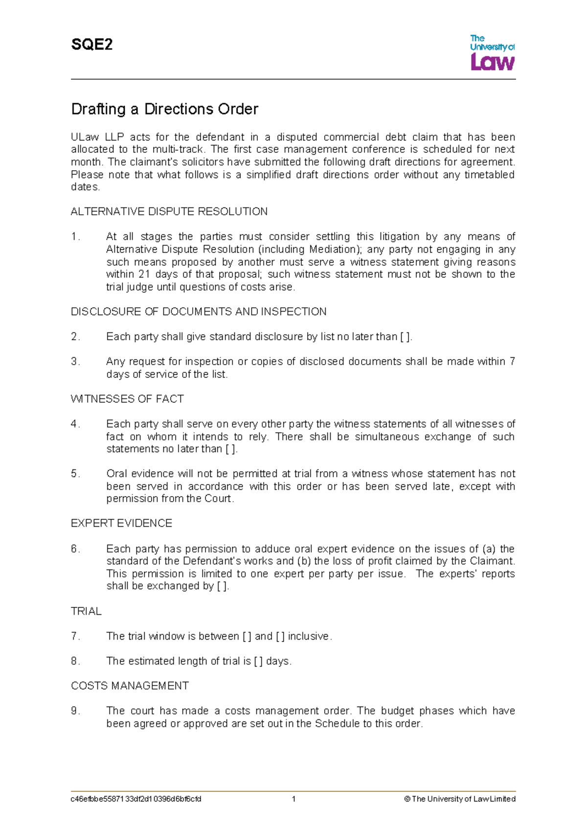 2425 sqe2 draf u03 ce01 prepare drafting - SQE Drafting a Directions ...