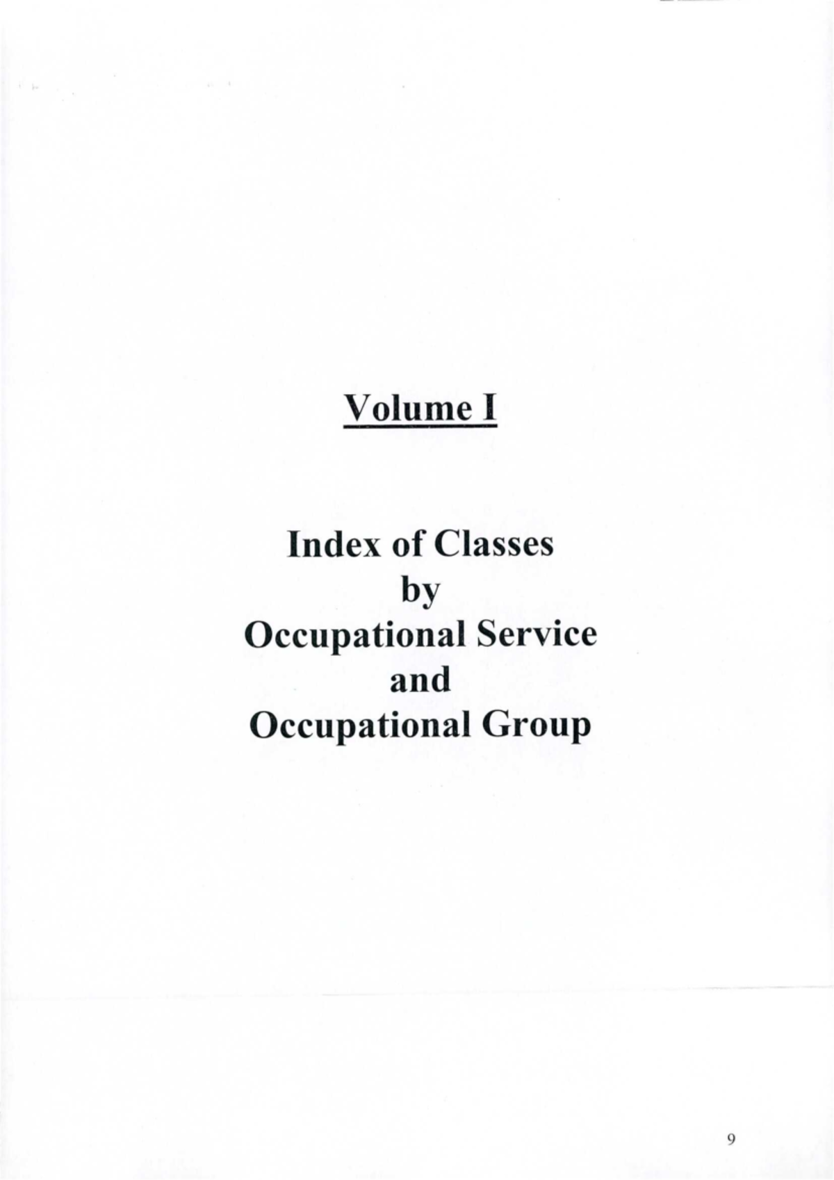 Volume I Index of Classes for Occupational Services and Groups - Studocu