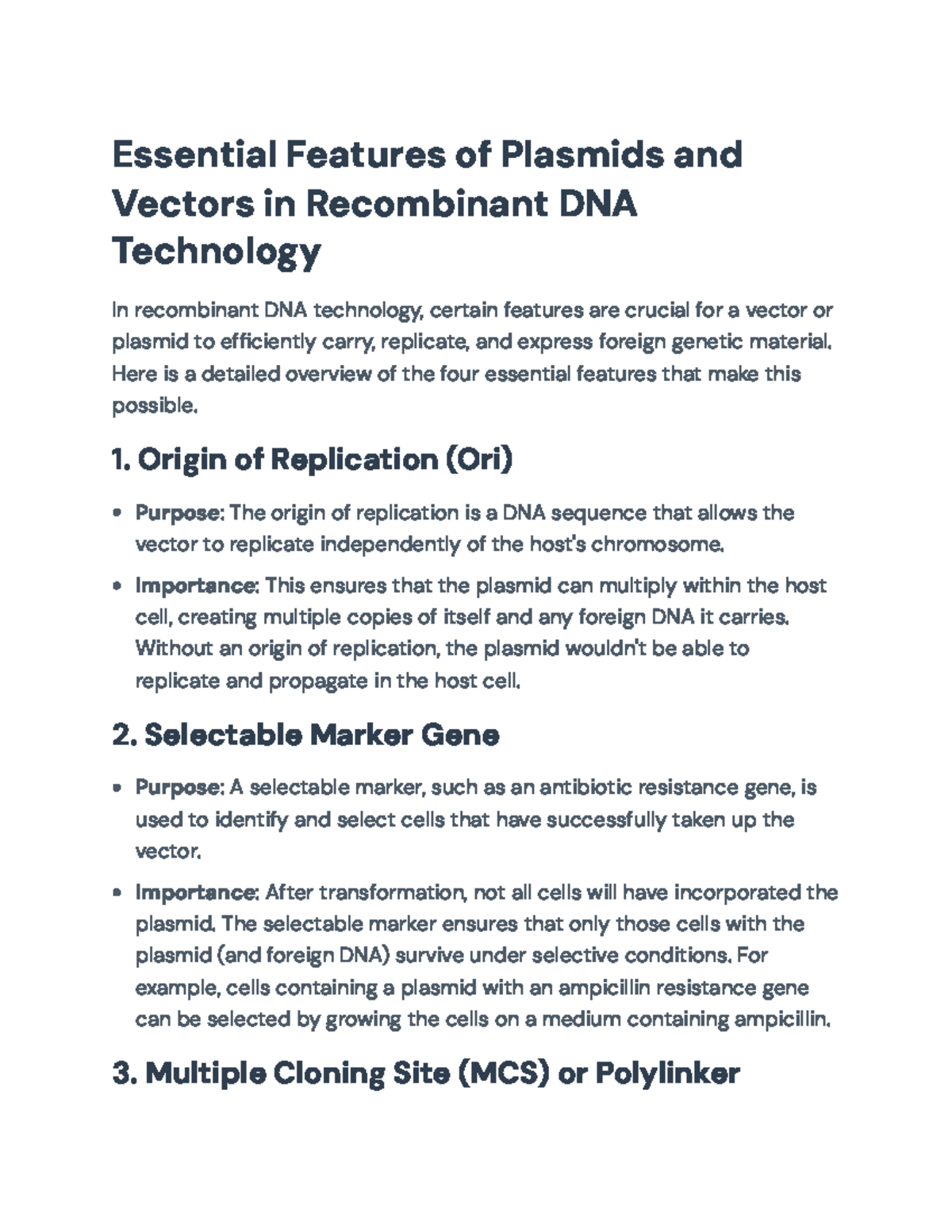 Essential Features of Plasmids & Vectors in Recombinant DNA Tech ...