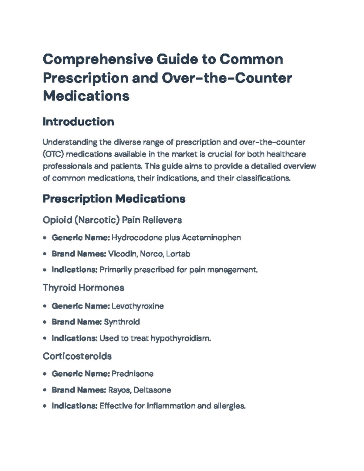 Comprehensive Guide to Common Rx & OTC Medications: Key Insights - Studocu