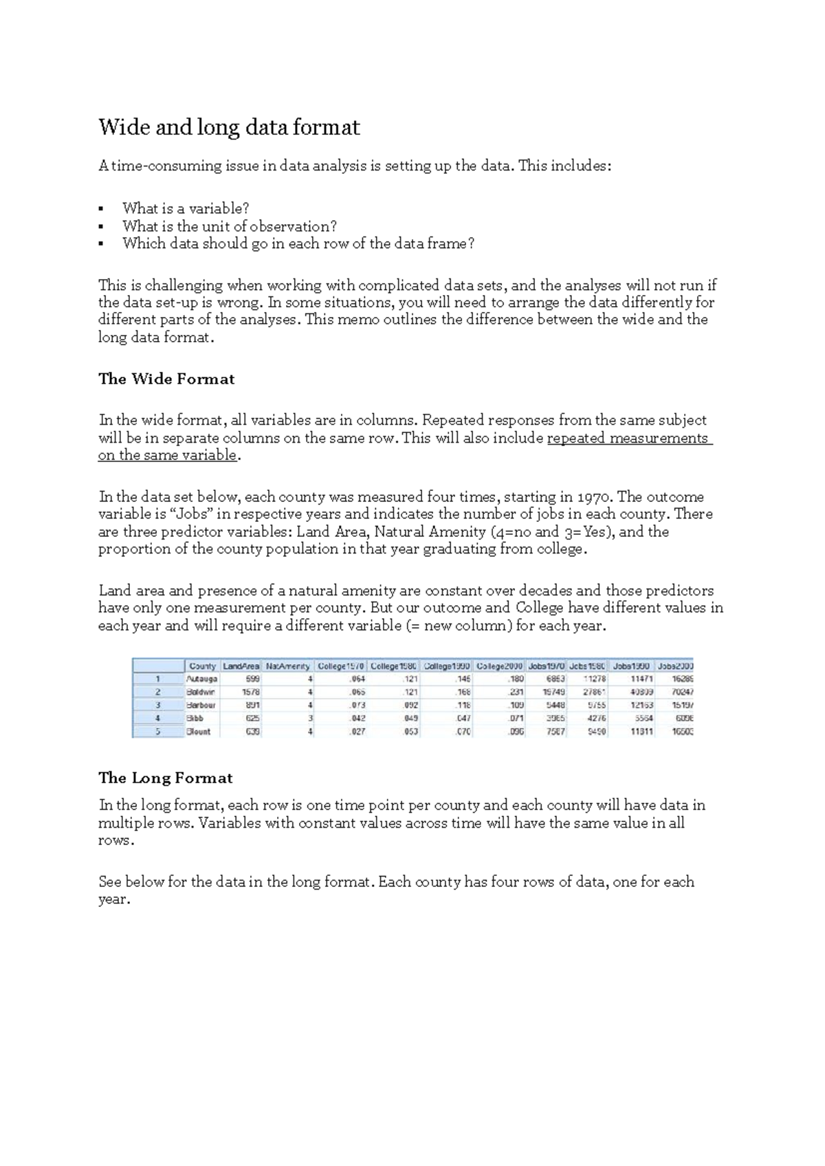 Wide vs Long Data Format: Understanding Data Arrangement - Studocu