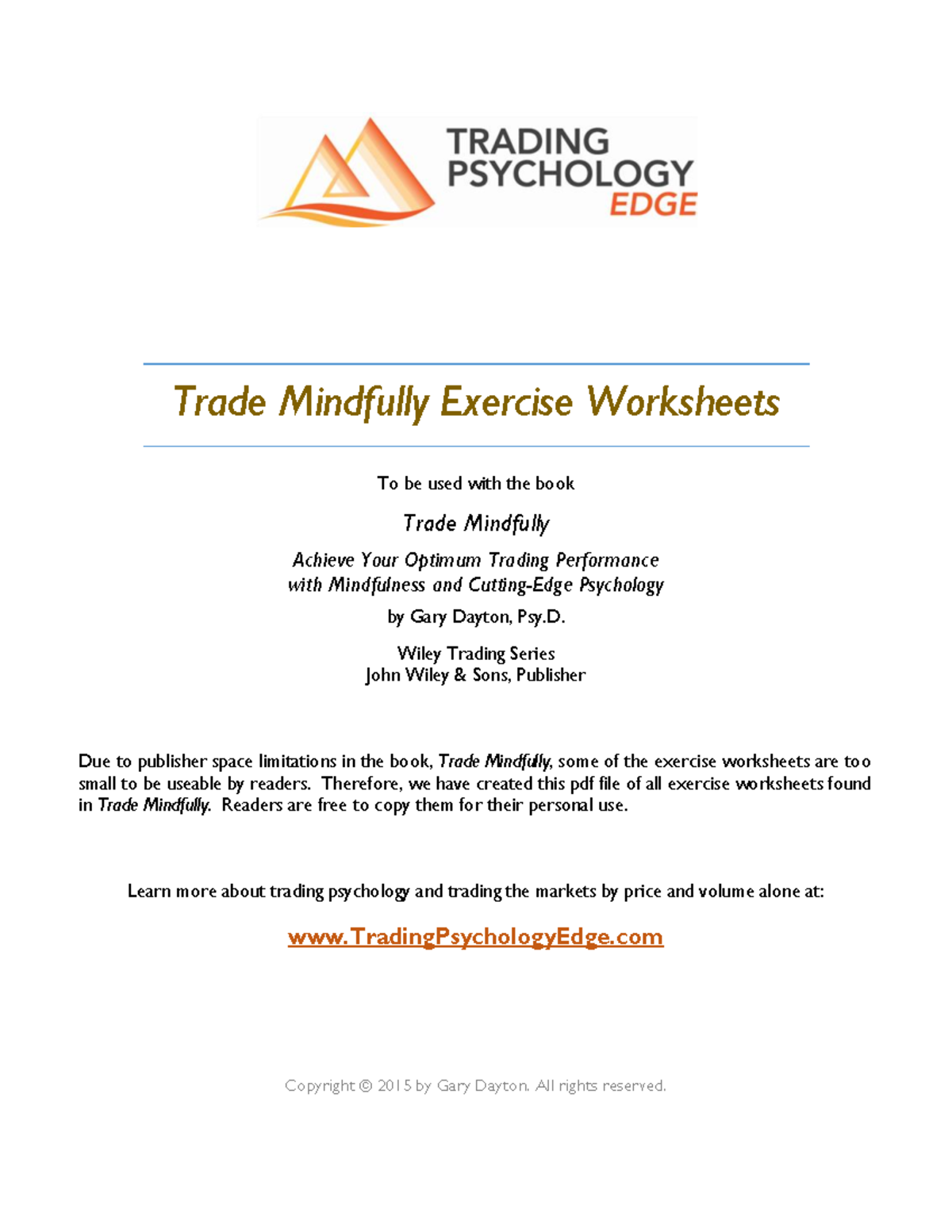 Trade Mindfully Exercise Worksheets: Enhancing Trading Skills - Studocu