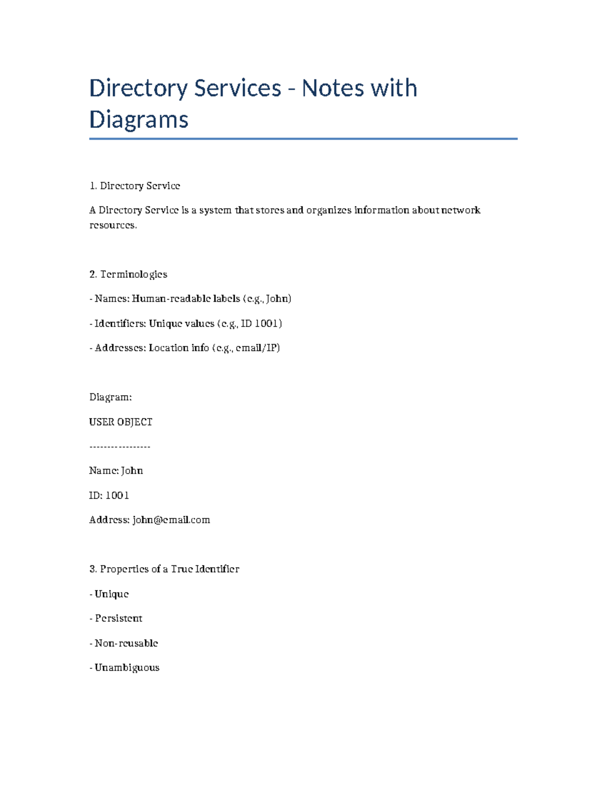 Directory Services Notes: Concepts & Techniques - Studocu