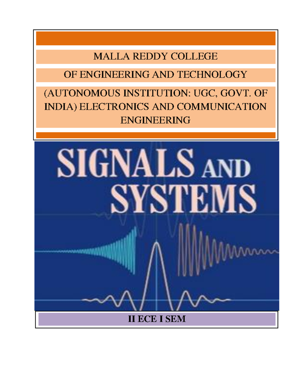 Signals and Systems II ECE I SEM - MRI Summary and Key Concepts - Studocu