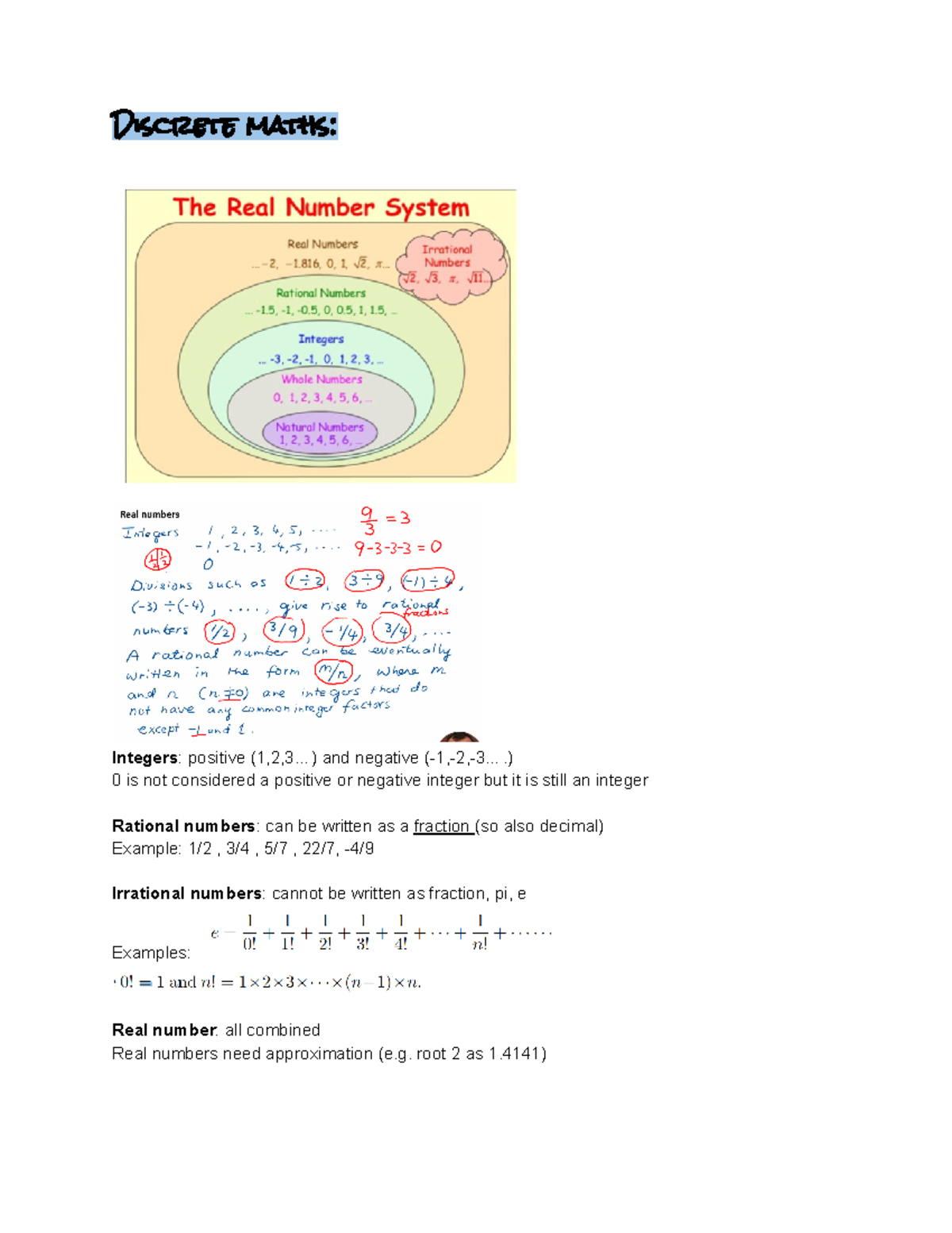Discrete math 1 - nil - Discrete maths: Integers: positive (1,2,3 ...