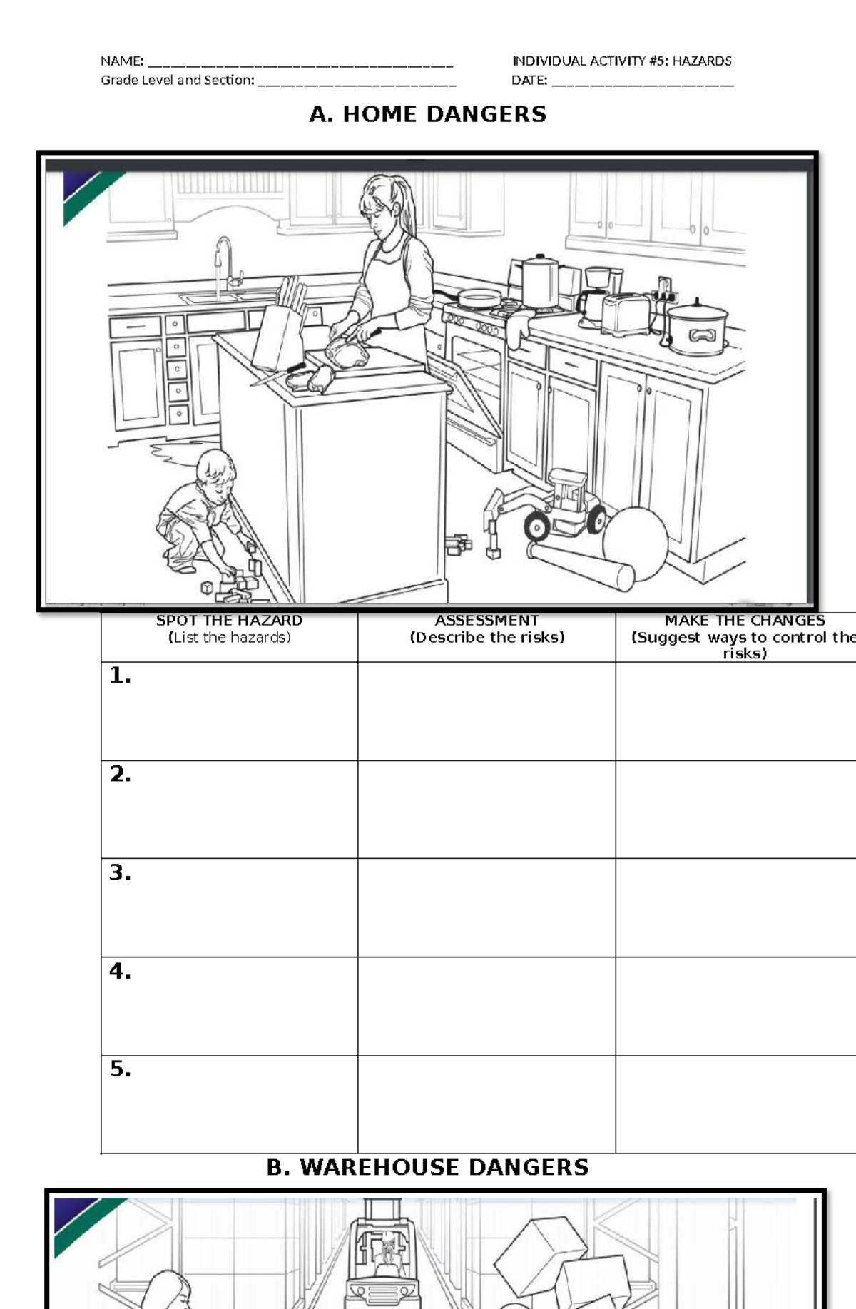 Individual Activity 5: Identifying and Controlling Hazards - Studocu