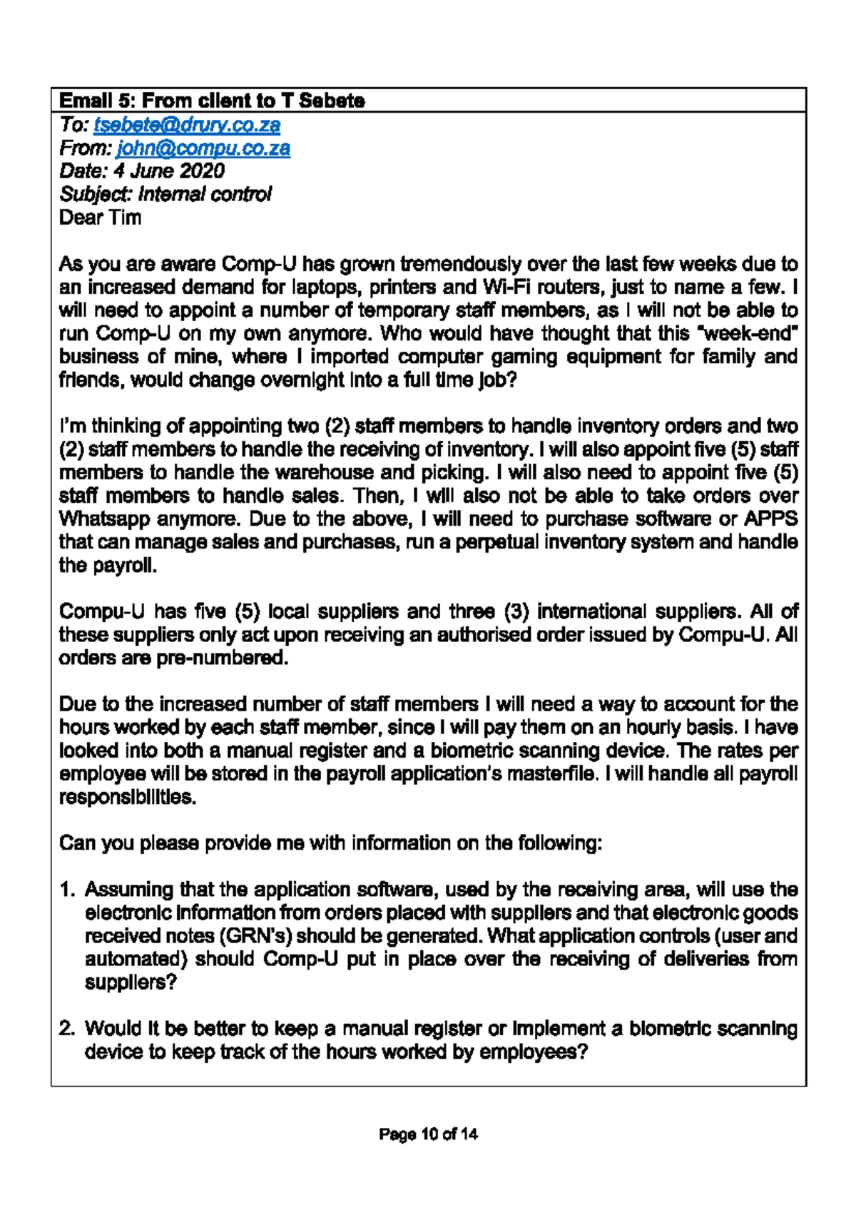 UFS Paper 1 Nov Exam Suggested Solution: Risks of Material Misstatement ...