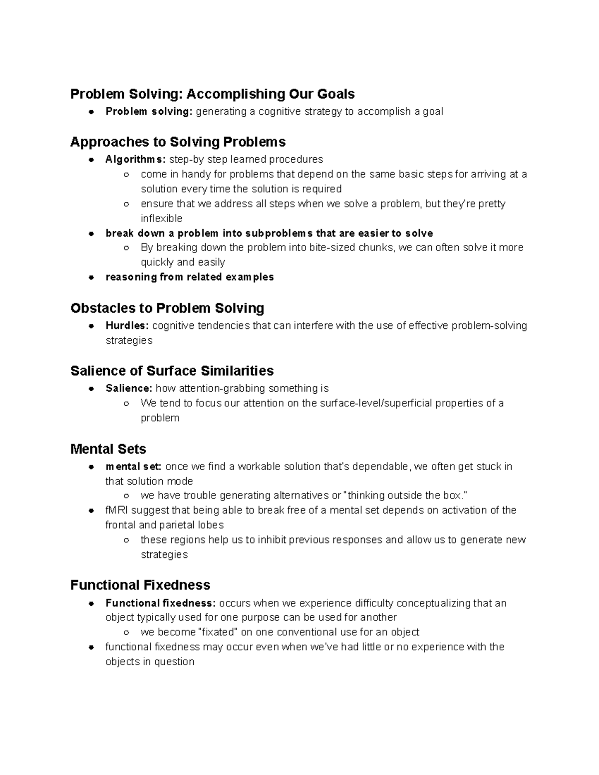 notes for studying text chapters - Problem Solving: Accomplishing Our ...